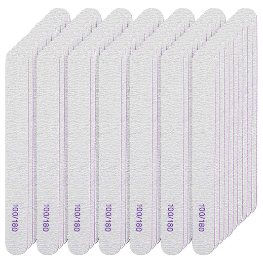 200 Pcs Nail Files 100/180 Grit Double Sides Emery Boards Reusable Nail Files for Acrylic Nails Professional Manicure Tools for Natural Nails Acrylic Nails Home and Salon Supplies (Oval)