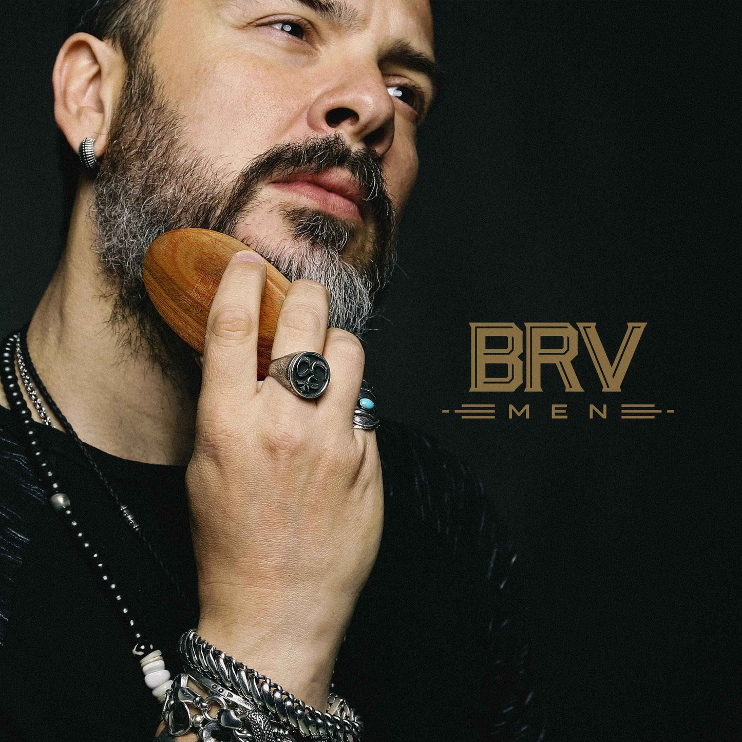 BRV MEN Beard Brush | Firm Boar Bristles | First-Cut Boar Hair Bristles | The Ideal Gift For Men (Green Sandalwood)