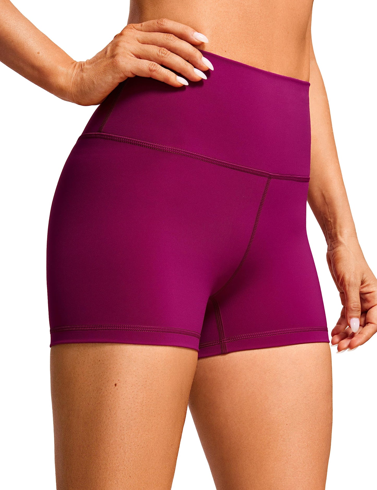 CRZ YOGA Women's Naked Feeling Biker Shorts - 3 Inches High Waisted Yoga Workout Running Spandex Shorts Magenta Purple XX-Small