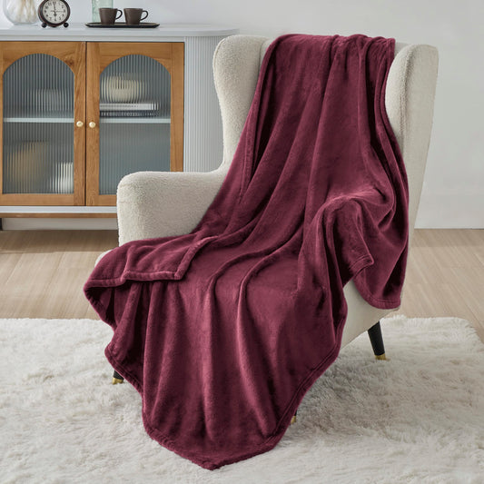 Bedsure Burgundy Red Fleece Blanket Throw Blanket - 300GSM Throw Blankets for Couch,Sofa,Bed, Soft Lightweight Plush Cozy Blankets and Throws for Toddlers