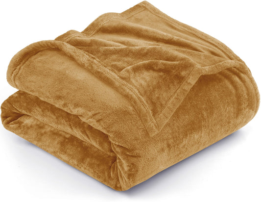 Utopia Bedding Fleece Blanket King Size Gold 300GSM Luxury Fuzzy Soft Anti-Static Microfiber Bed Blanket (90x102 Inches)