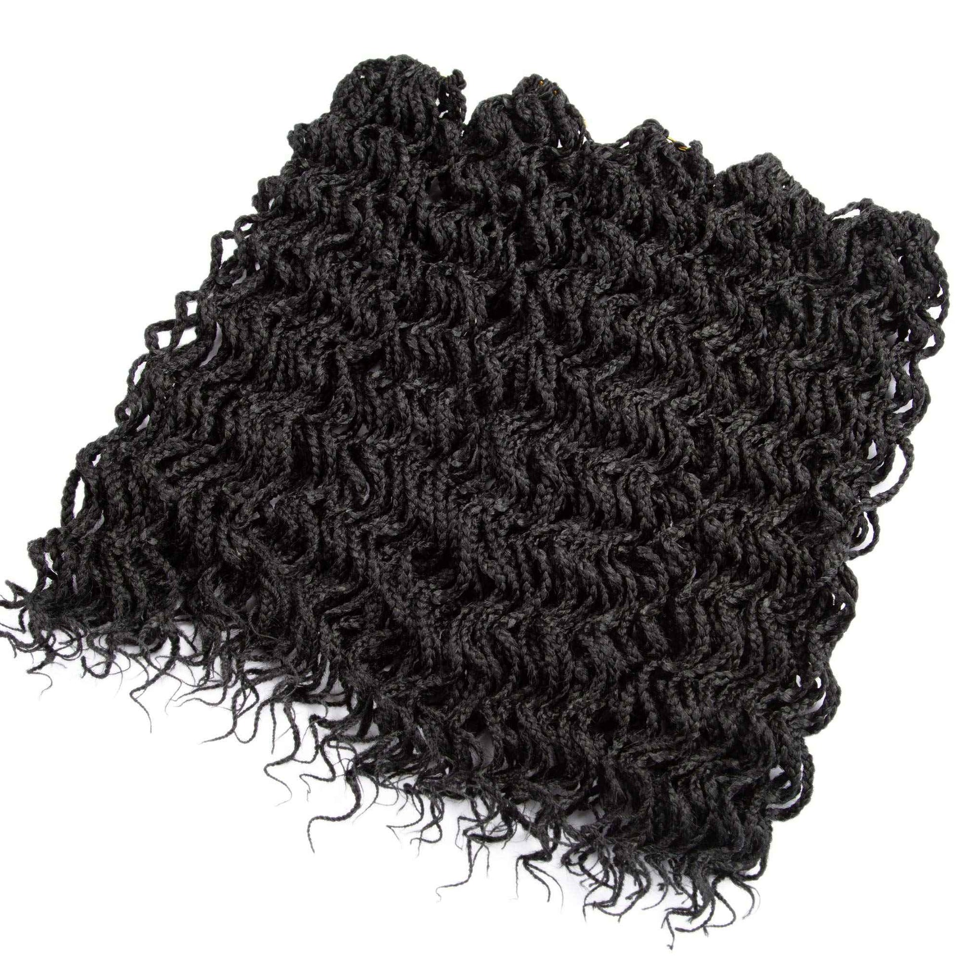 18 Inch Goddess Box Braids Crochet Braids Hair with Full Curly Braids Synthetic Premium Fiber Braiding Hair 5Packs/Lot 1B#