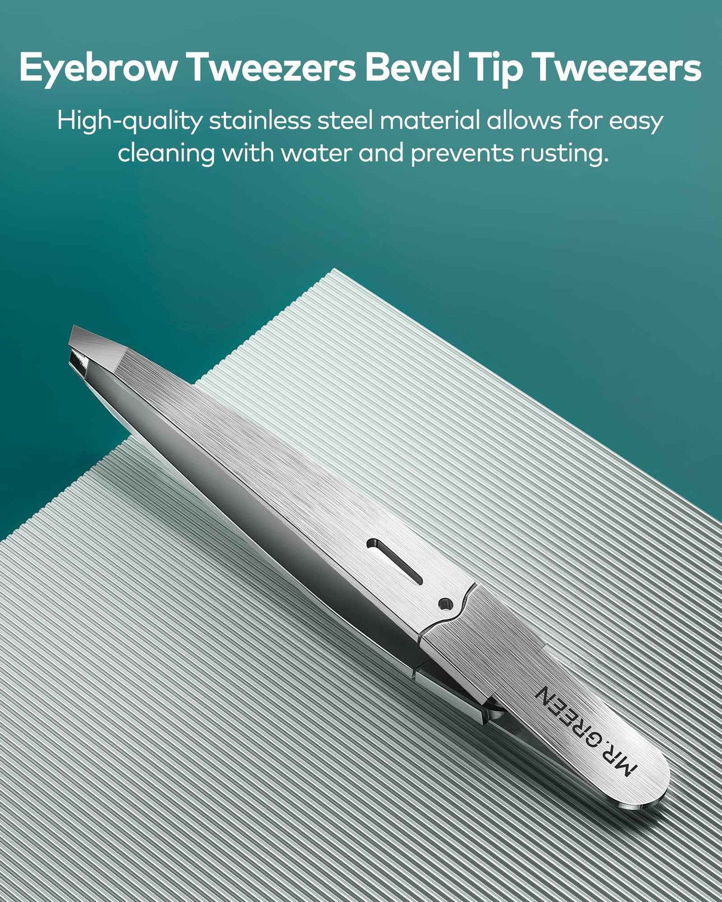 MR.GREEN Tweezers for Facial Hair Women, Professional Precision Eyebrow Tweezers for Women and Men, Stainless Steel Slanted Hair Removal Tweezers, Eyebrow Plucker, Ingrown hair tweezers