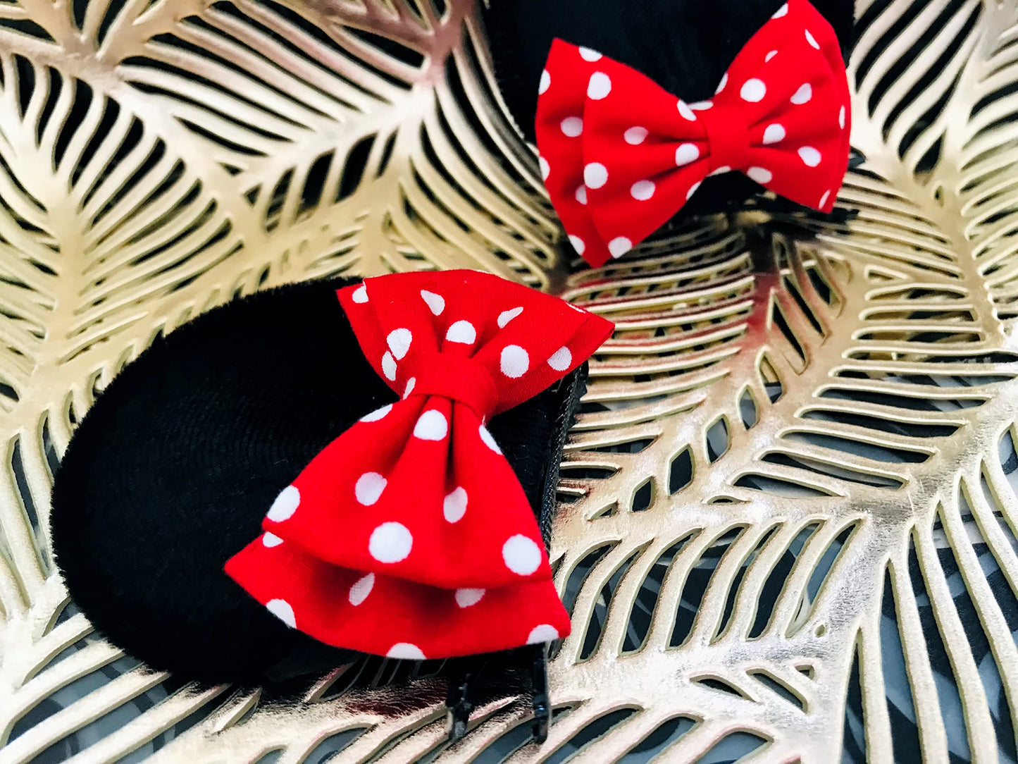 Products4ushop Red Polka Dots Bow Mouse ears Hair Clips Barrettes Elastic Hair Bands Kids Girls Costume: M3 (MC Sparkling)