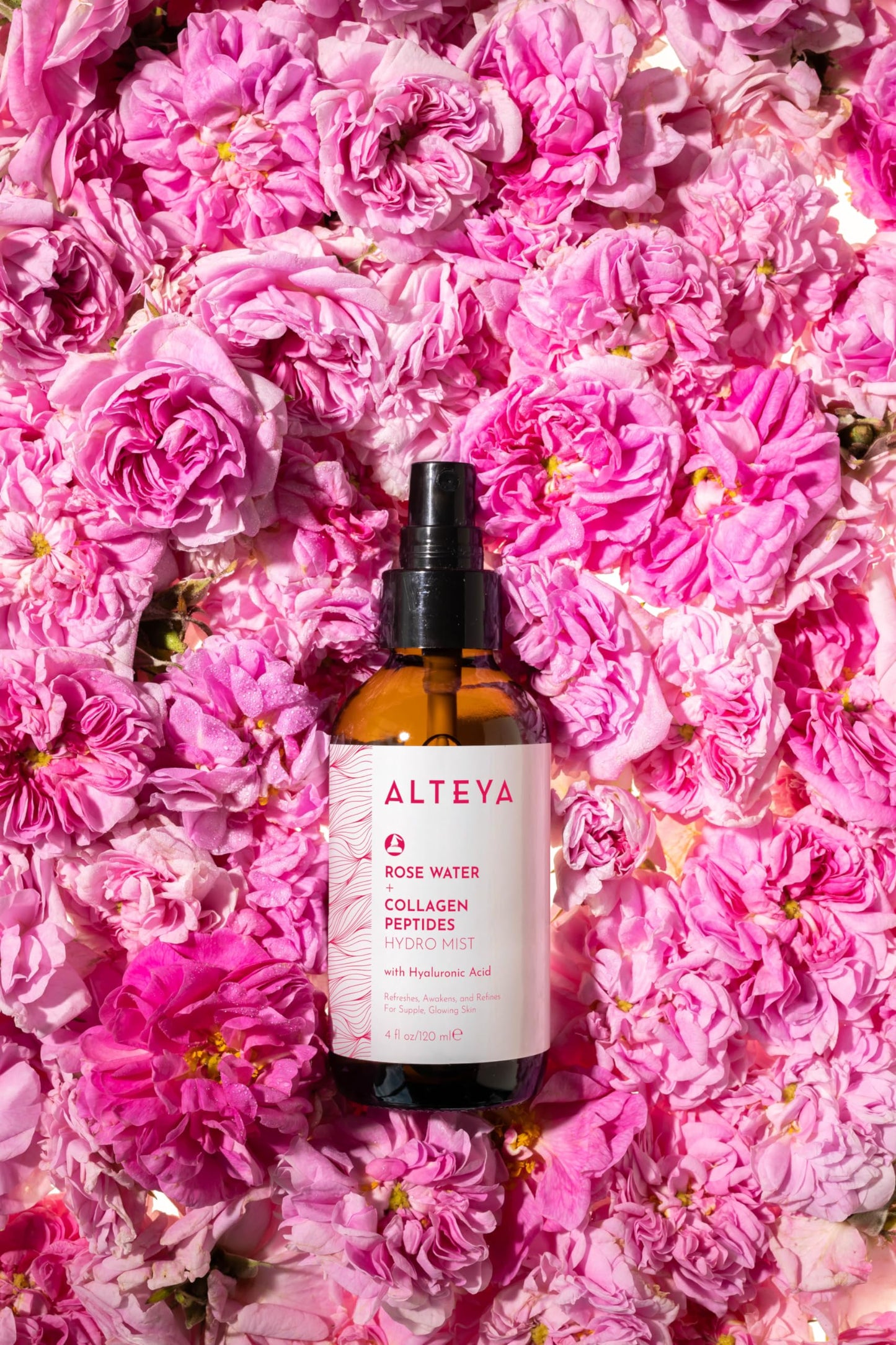 Alteya Organics Rose Water Face Toner with Collagen Peptides and Hyaluronic Acid - 4 Fl Oz/ 120mL