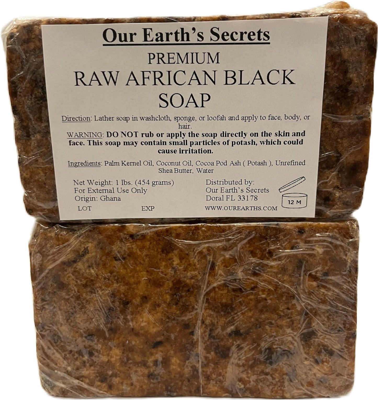 Our Earth's Secrets Premium Natural Raw African Black Soap, 3 Pound