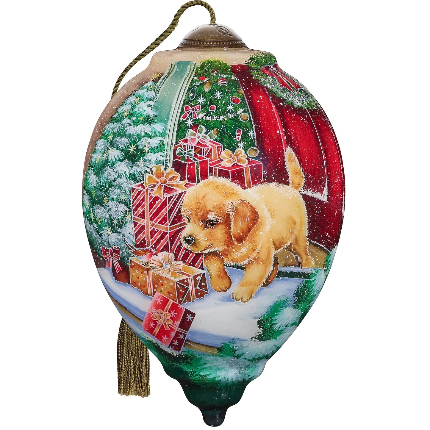 Ne’Qwa Art by Precious Moments Christmas Adventures Begin Hazel Lincoln Hand-Painted Blown Glass Ornament, Holiday Décor, Christmas Tree