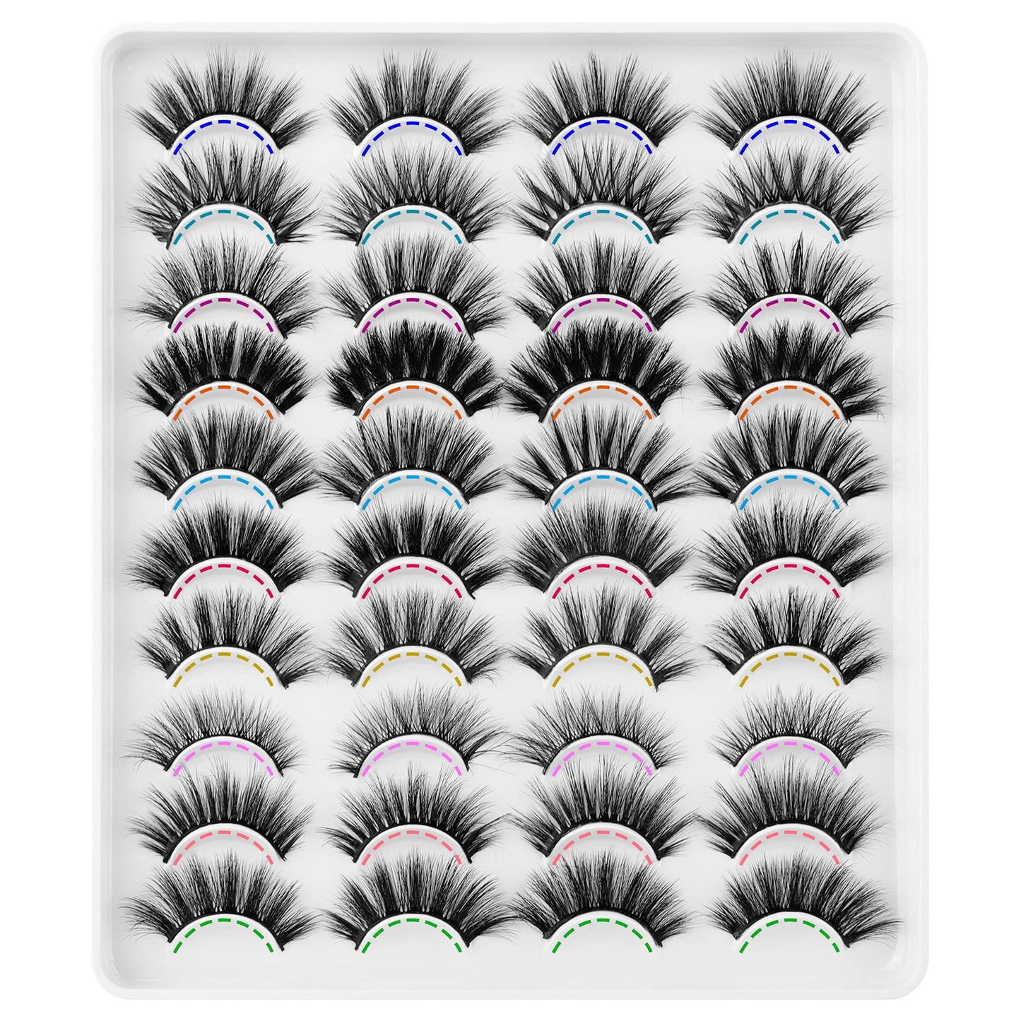 JIMIRE 20 Pairs False Eyelashes 10 Styles Lashes Variety Pack Fluffy Wispy Round Volume Lashes Faux Mink Cat Eye Lashes