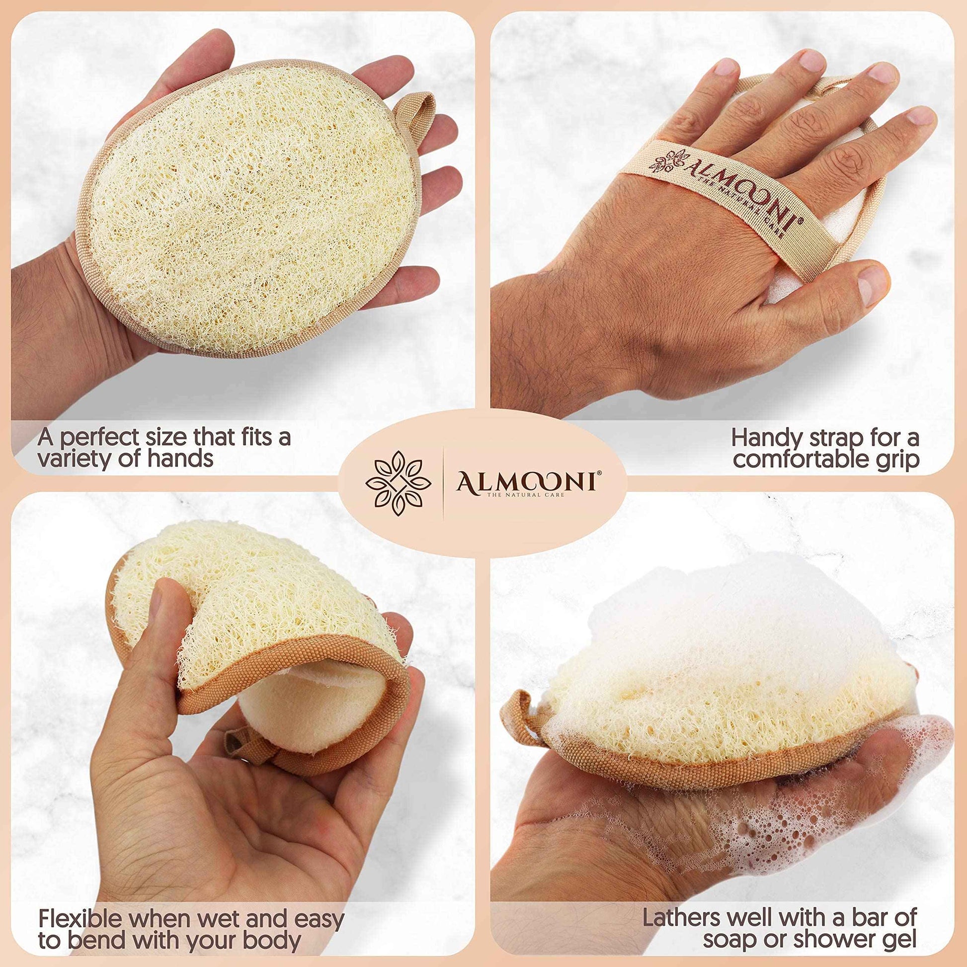 Premium Exfoliating Loofah Pad Body Scrubber and Back Scrubber, Made with Natural Egyptian Shower Sponge That Gets Your Body Clean