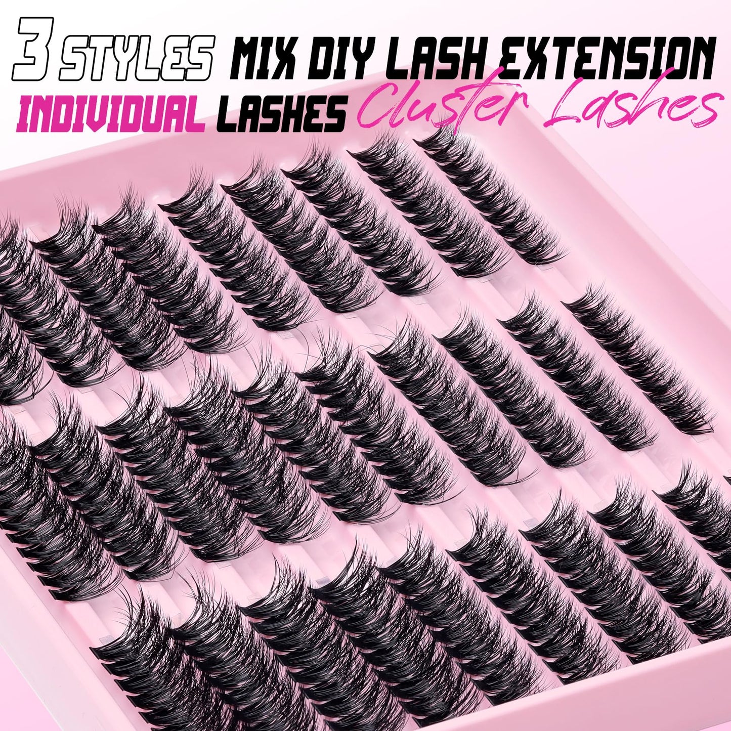 Veleasha Lash Clusters Fluffy Individual Lashes Cluster Eyelash Extensions Cluster Lashes Wispy DIY Eyelash Extension at Home Pestañas Pelo a Pelo (40D+60D+80D, 290PCS)