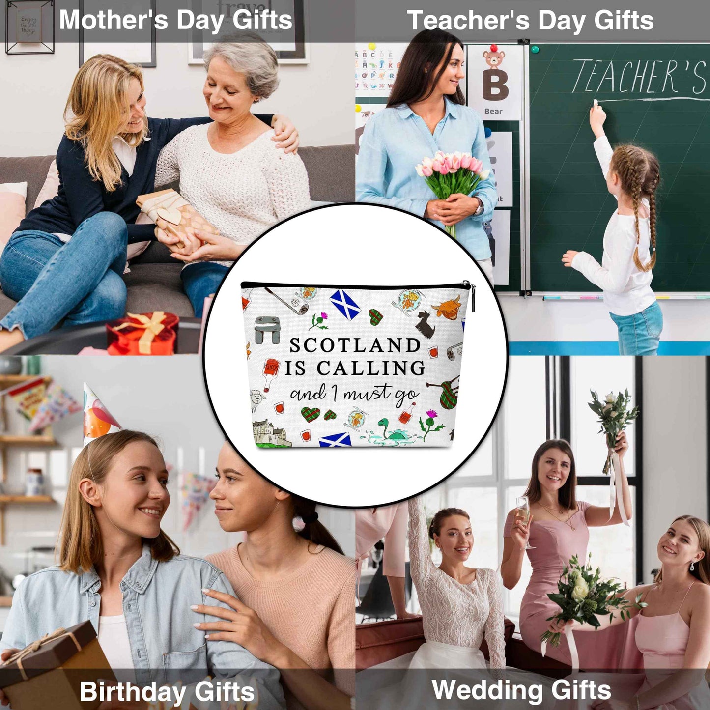 Scotland Gifts Travel Large Capacity Makeup Bag, Cosmetic Bag Organizer with Zipper, Cute Makeup Pouch Birthday Gift for Women and Girls - B16