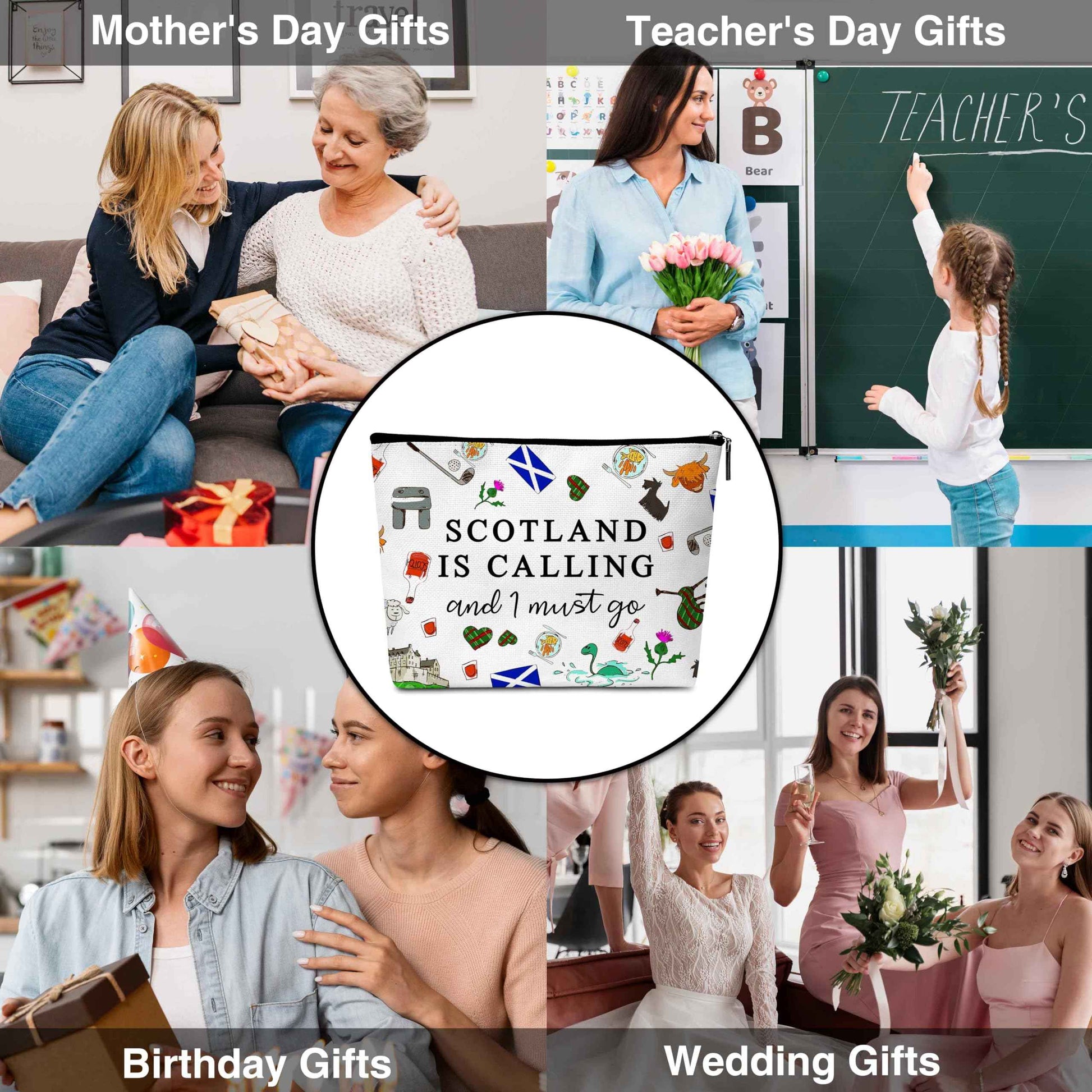 Scotland Gifts Travel Large Capacity Makeup Bag, Cosmetic Bag Organizer with Zipper, Cute Makeup Pouch Birthday Gift for Women and Girls - B16