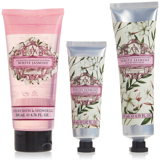 AAA Bath & Body Collection - Shower Gel 200 ml, Hand Cream 60 ml & Body Cream 130 ml (White Jasmine)