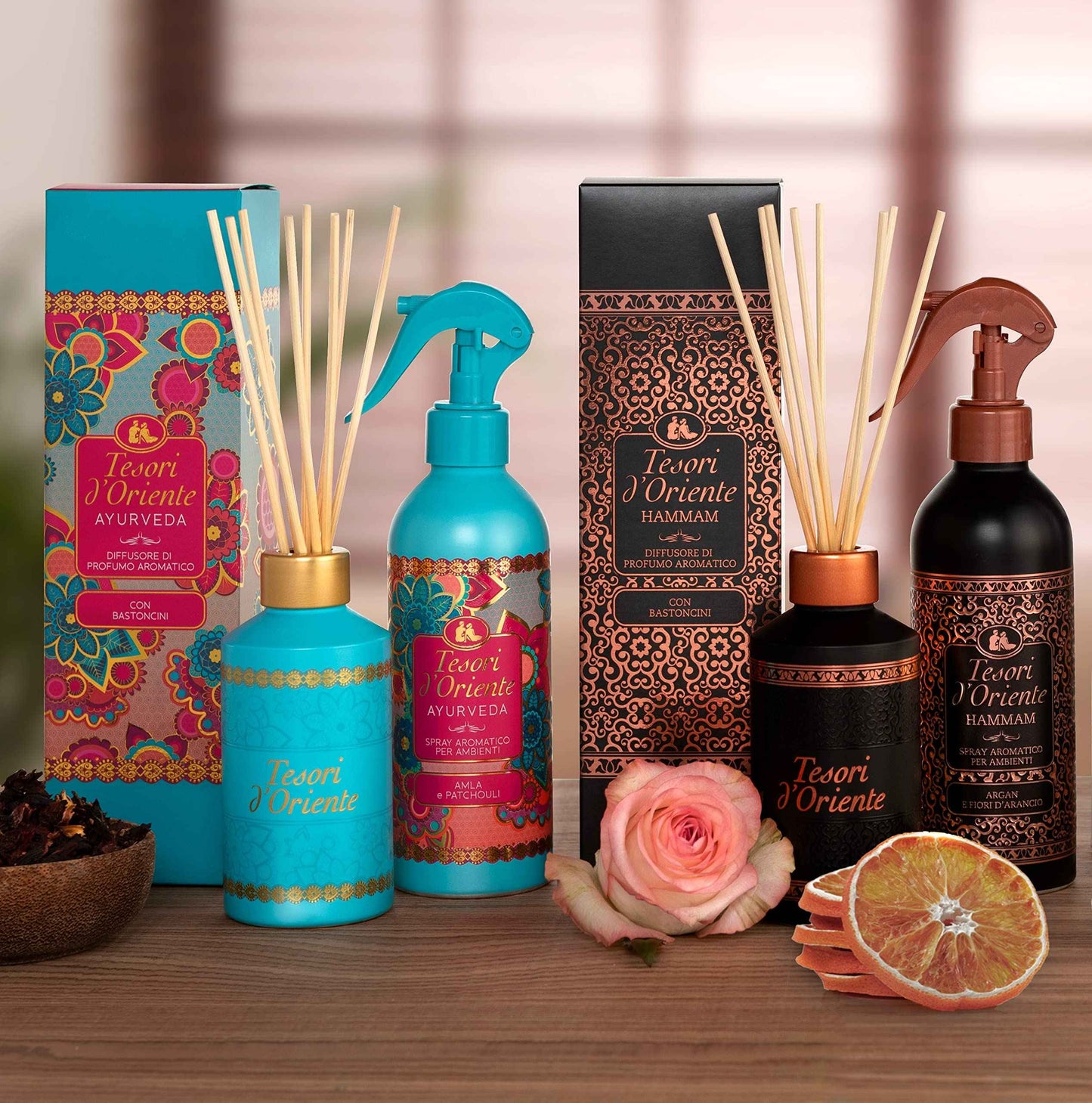 Tesori D’Oriente Reed Diffuser Set Ayurveda Scented with 8 Sticks, 200ml 6.76oz