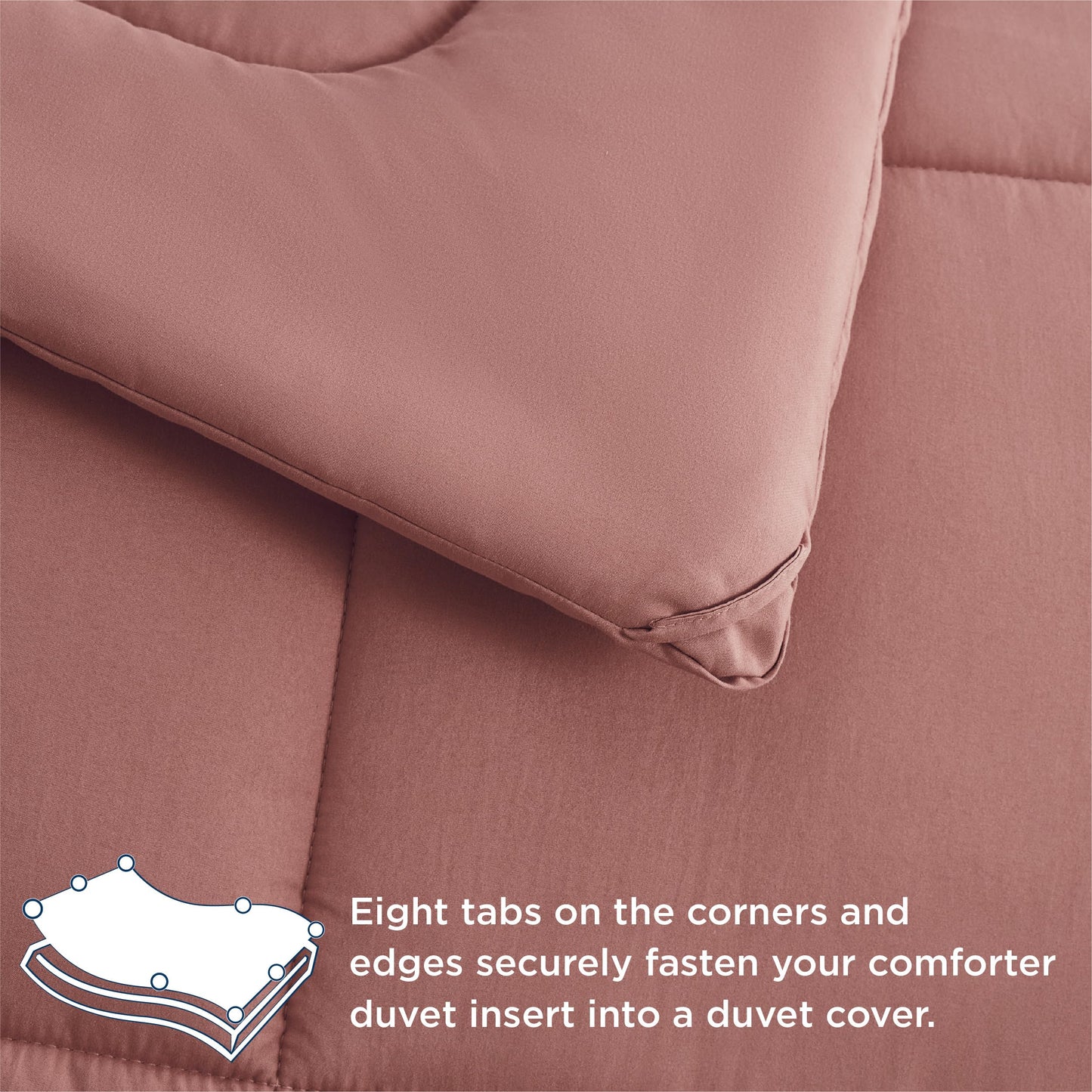 Bedsure Comforter Duvet Insert - Quilted Comforters Twin XL Size, All Season Duvet, Down Alternative Bedding Comforter with Tabs(Dusty Pink,Twin XL 92"x68")