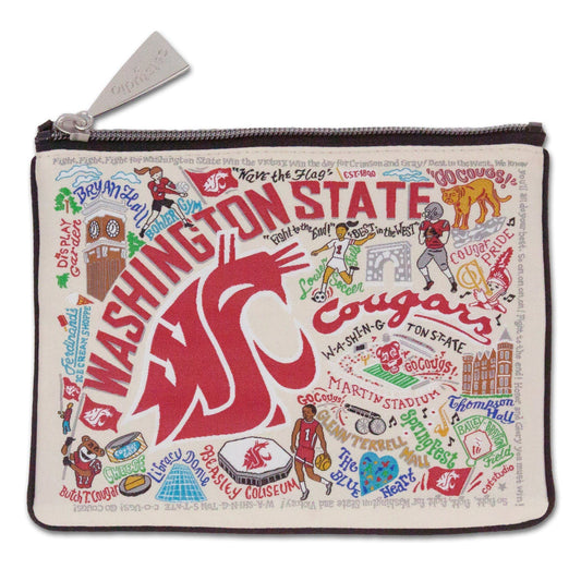 Catstudio Collegiate Zipper Pouch, Washington State University Travel Toiletry Bag, Ideal Gift for Alumni, Makeup Bag, Dog Treat Pouch, or Travel Purse Pouch