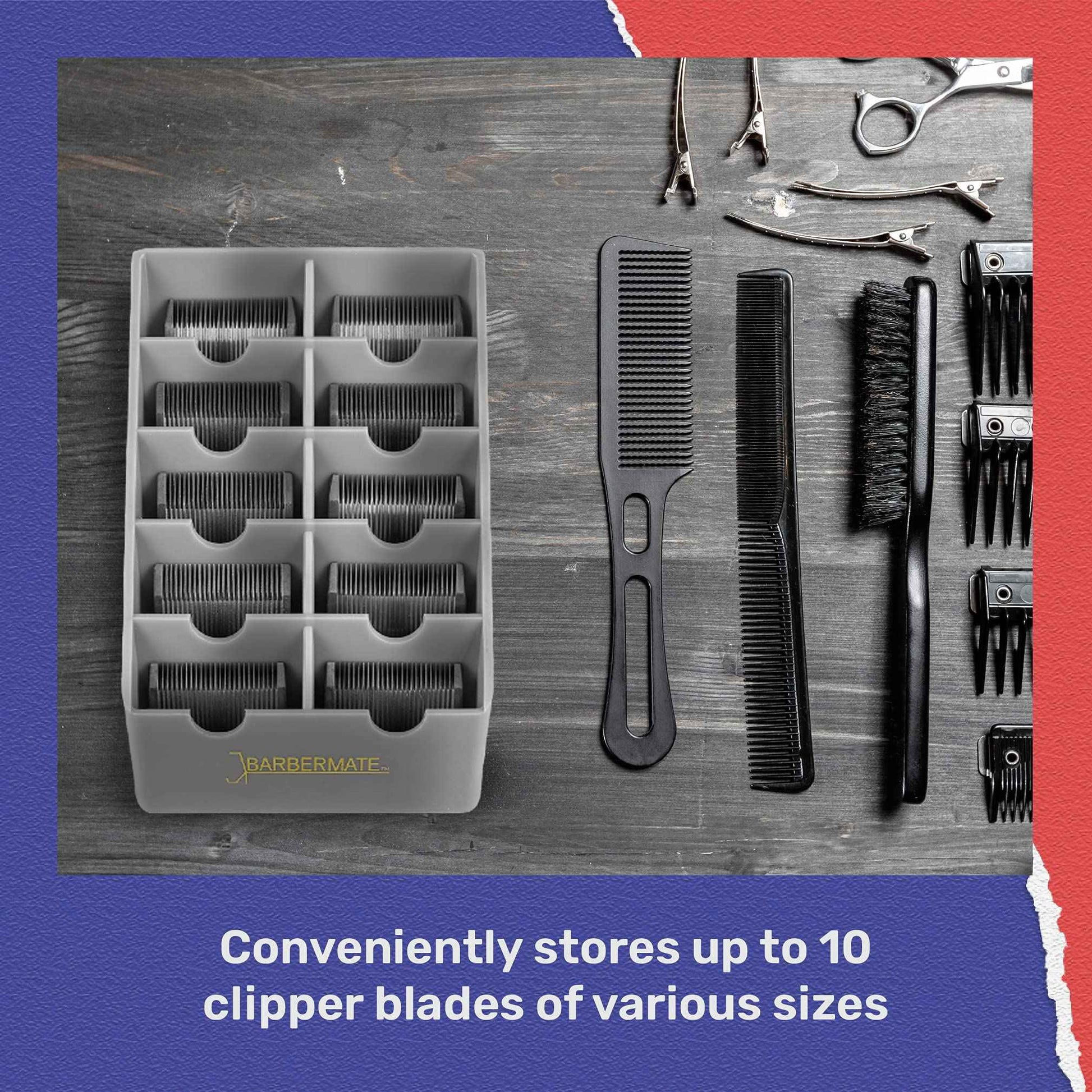 BarberMate® Blade Rack Storage Tray - Holds 10 Clipper Blades (Gray)