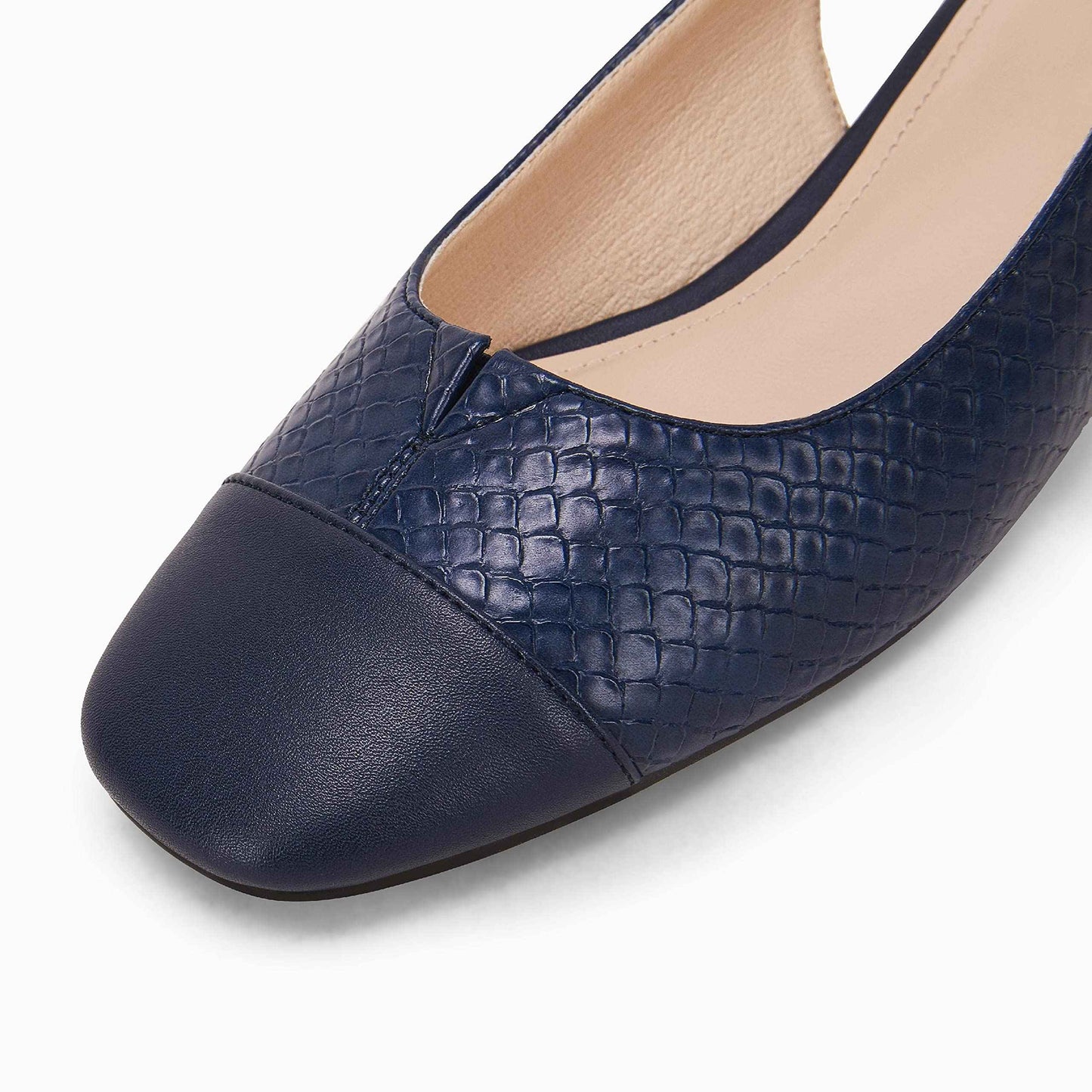 Rilista Women's Slingback Low Heels Closed Toe Chunky Block Heel Comfortable Office Dress Pumps Shoes Navy