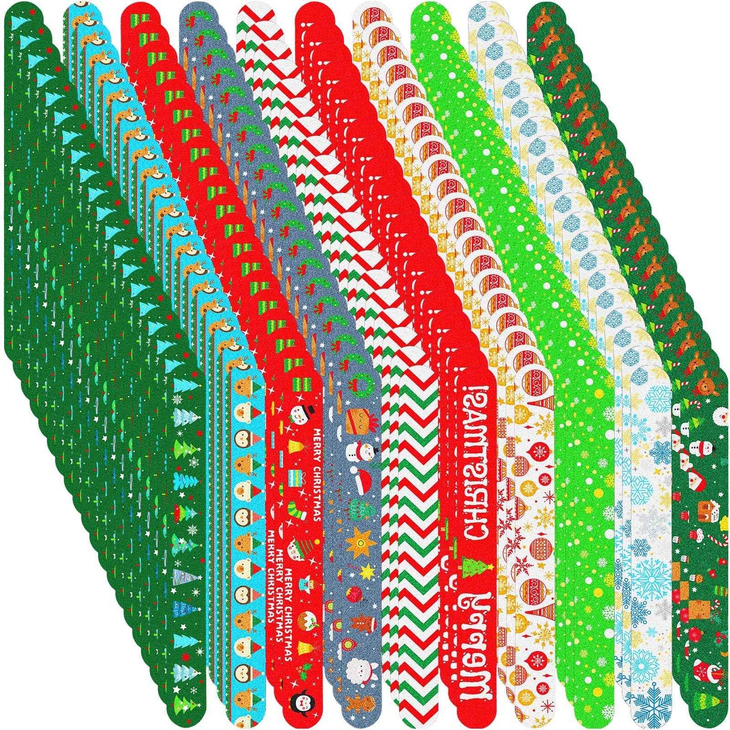 Lasnten 200 Pcs Nail Files Bulk Set for Natural Double Sided Emery Boards Fingernail Files Nail Buffering Manicure Pedicure Tool for Acrylic Fingernail Women Men (Christmas)