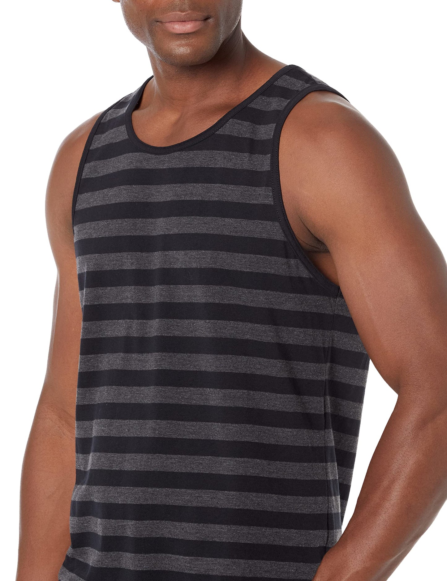 Amazon Essentials Men's Regular-Fit Tank Top, Black/Charcoal Heather, X-Small