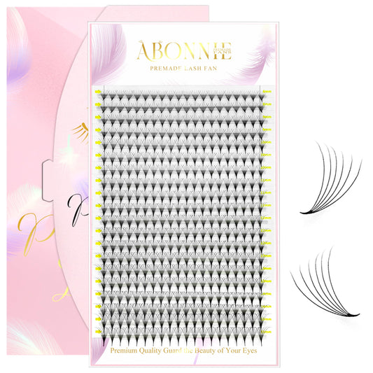 ABONNIE Premade Fans Eyelash Extensions, 400 Fans 6D 8-15mm Mix Promades Eyelash Fans,0.07 Thickness D Curl Premade Lash Fans, Handmade Premade Fans Volume Lash Extensions(Pointy Base 6D 0.07-D 8-15)