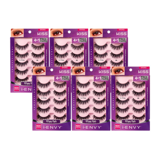 iENVY by KISS So Wispy Eyelashes 5 Pair Multi Pack (KPEM65) (6 PACK) Natural Wispy Style Made with Natural Hair…