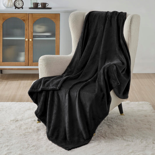 Bedsure Fleece Blanket Twin Blanket Black - 300GSM Soft Lightweight Plush Cozy Twin Blankets for Bed, Sofa, Couch, Travel, Camping, 60x80 inches