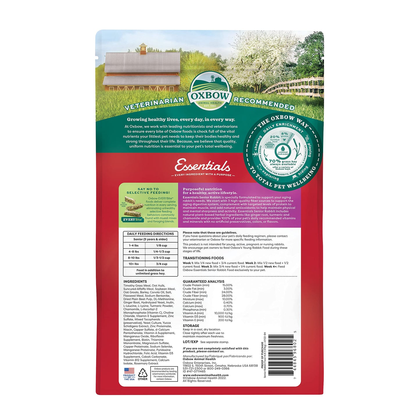 Oxbow Animal Health Essentials Senior Rabbit Food - 4 lb