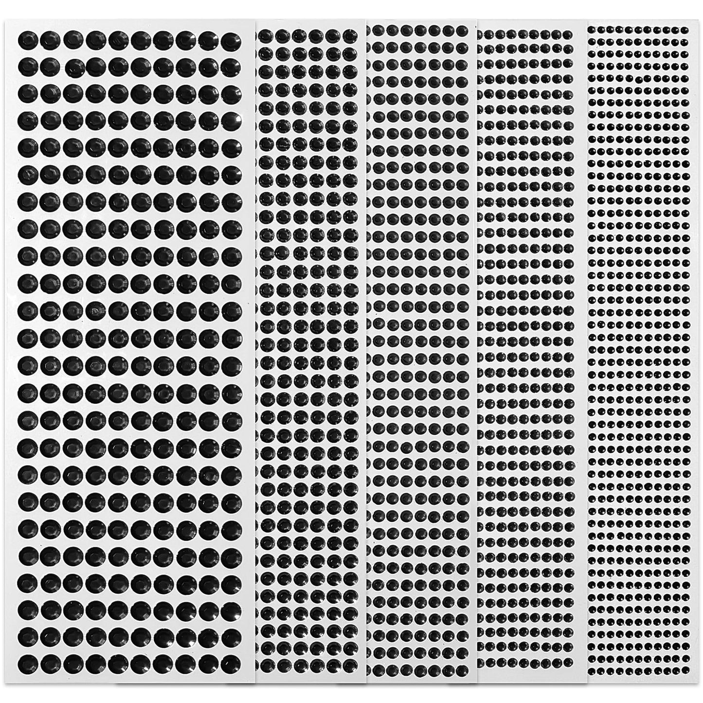 3555PCS Rhinestone Stickers for Crafts, Self Adhesive Gem Stickers 3/4/5/6/8 MM Face Jewels Stick on Bling Pearls for Face Eye Nail Hair Body Makeup Crafts DIY Scrapbooking Embellishments (Black)