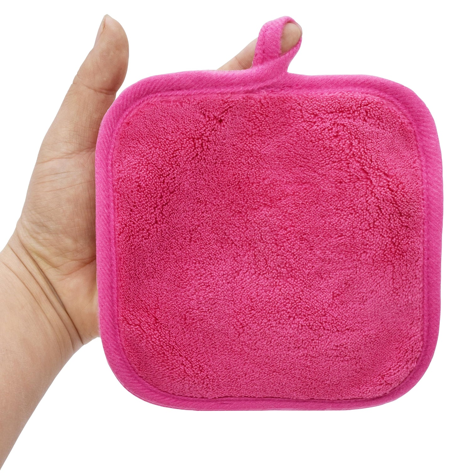 BloomSesame Makeup Remover Cloths for Face, Eye, Lips - Reusable Makeup Remover Pads Soft Microfiber Facial Cleansing Cloths 5 x 5 inch 12 Pack (Dark Pink)