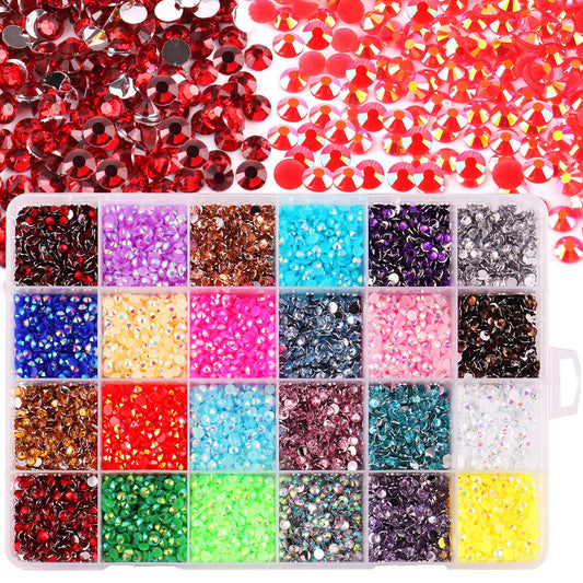 FULZTEY 12000PCS Nail Rhinestones 3D Flat Back Rhinestones for Crafts Nails Accessories Colorful Crystal Rhinestones 3mm Rhinestone Beads for DIY Clothes Cups Decoration