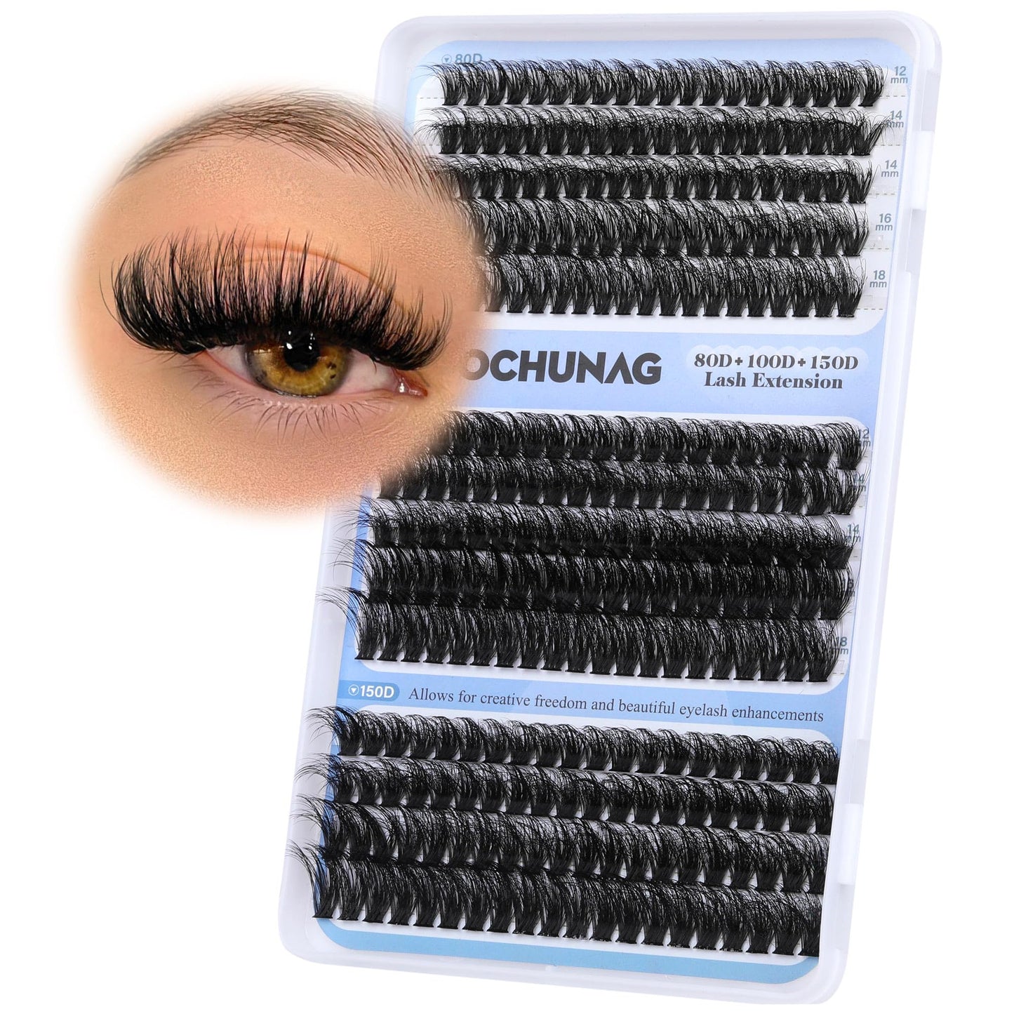 TOOCHUNAG Fluffy Lash Clusters 3 Styles Individual Lashes Cluster Eyelash Extensions 280pcs Wispy Eyelash Clusters DIY Long Thick Lash Extension at Home (12-18mm,D Curl)