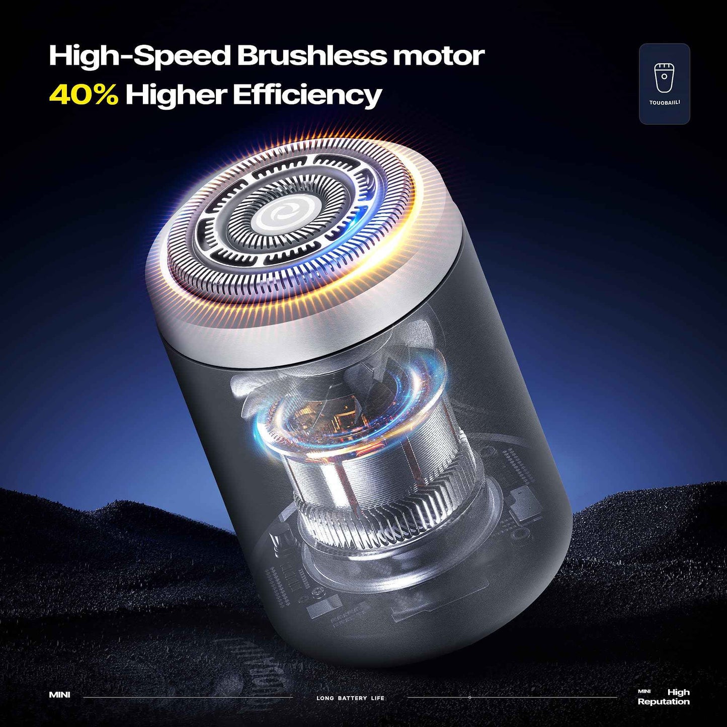 Premium Titanium Mini Shaver for Men - IPX7 Waterproof Electric Razor with Floating Foil System, USB-C Fast Charge, 90-Day Battery - Compact Travel Shaver for Sensitive Skin & Precision Grooming