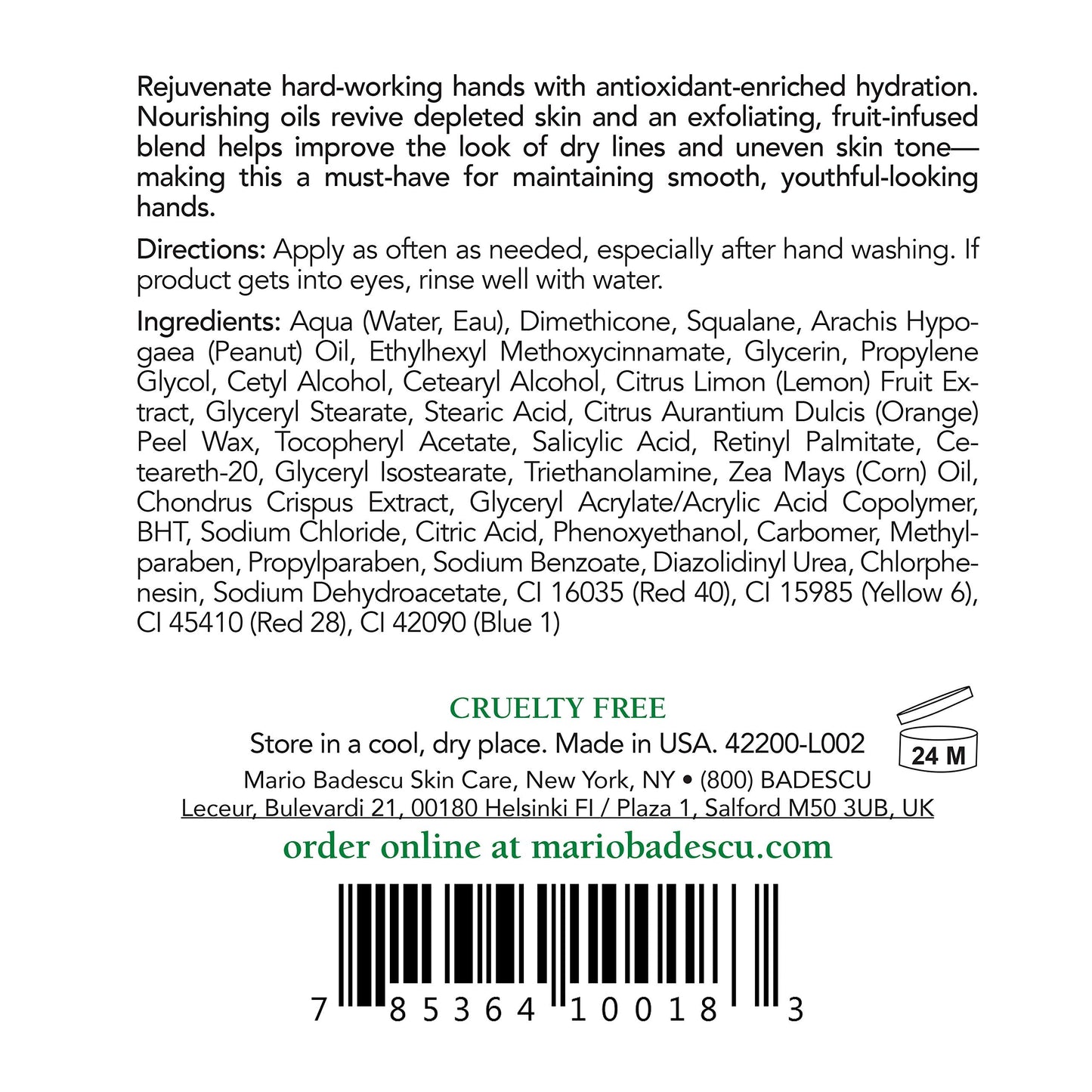 Mario Badescu Fruit and Vitamin A Hand Cream - Lightweight Hand Lotion for Dry Hands - Hand Moisturizer Infused with Alpha Hydroxy Acids for Softer, Smoother Skin, 4 Fl Oz