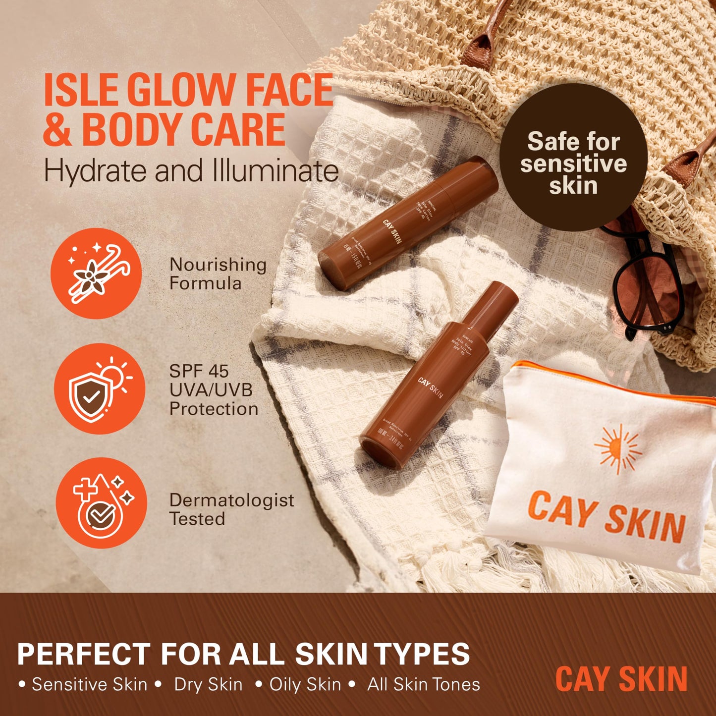 Isle Glow Face Moisturizer with SPF 45 (1.52 oz) - Skincare Moisturizer w/Sea Moss, Hydrating Nectar, Niacinamide, & More - Vegan Daily Facial Moisturizer - Moisturizer Face Cream for All Skin Types