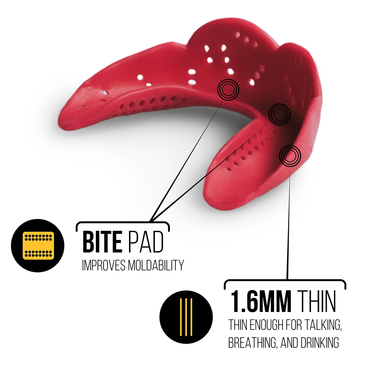 SISU Aero Medium Mouthguard, Mighty Maroon - 1.6mm Thin - Custom-Molded Fit - Slim Design - Remoldable Up to 20 Times - for Team Sports - Non Toxic