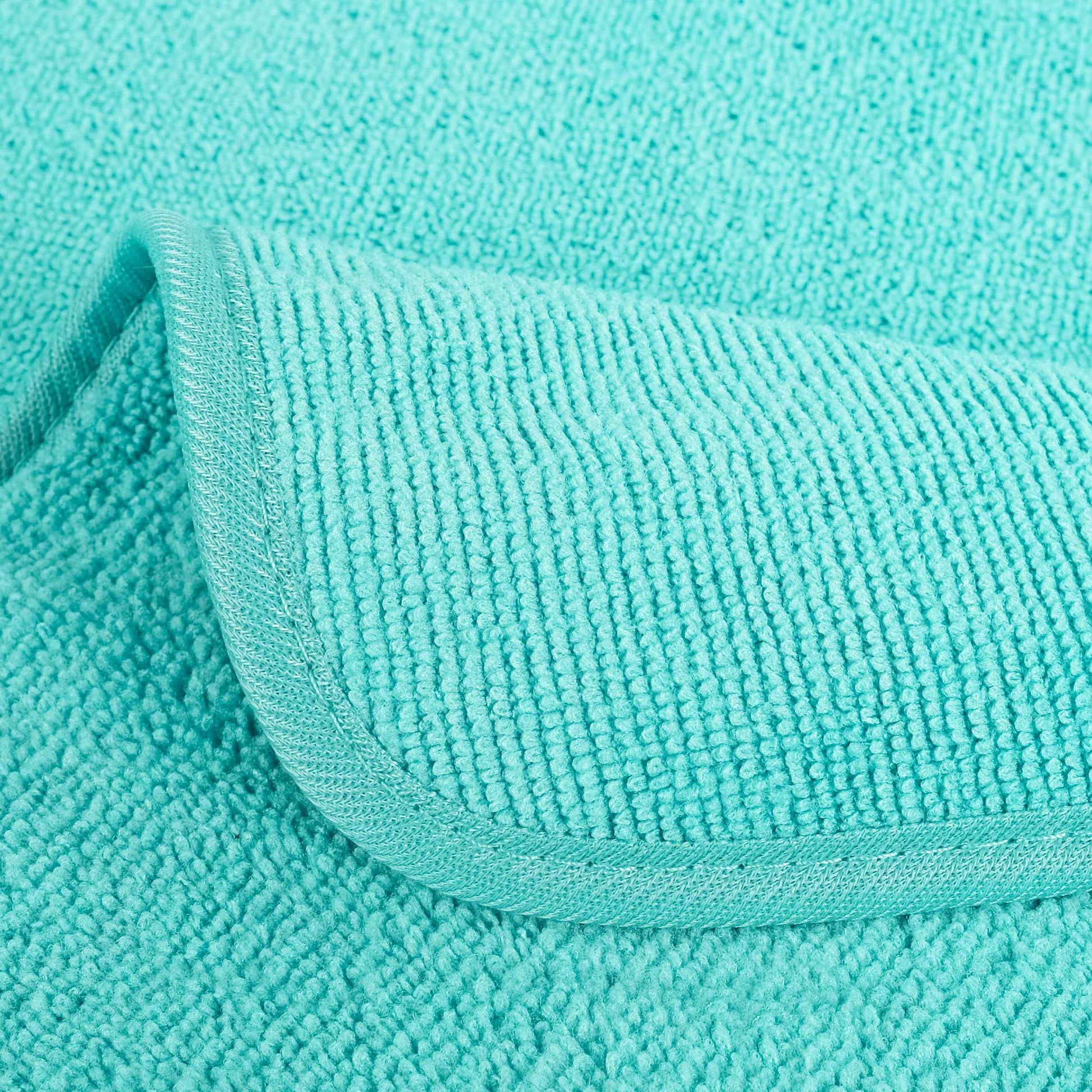 POLYTE Premium Lint Free Microfiber Washcloth Face Towel, 13 x 13 in, Set of 6 (Aqua)