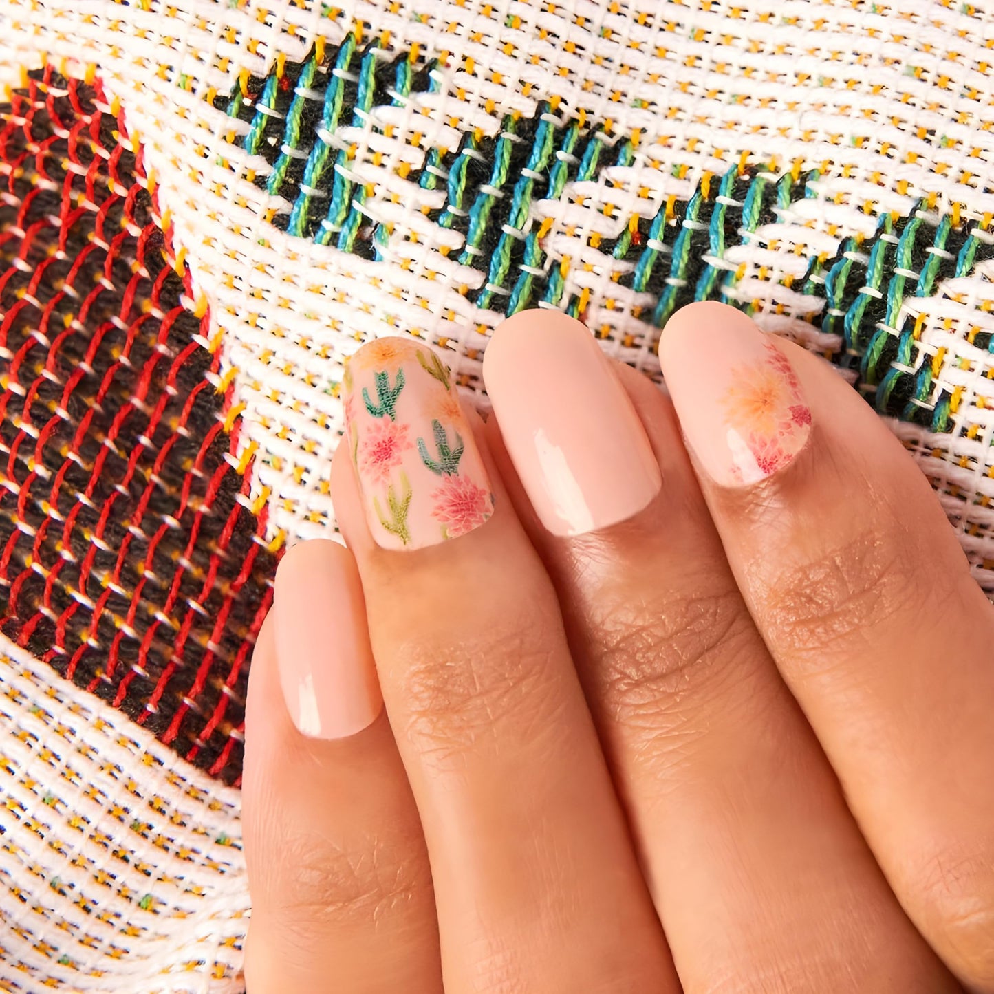 Desert Flora - Color Street Nail Strips - August 2021 Host Exclusive, Green, Orange, FDC289