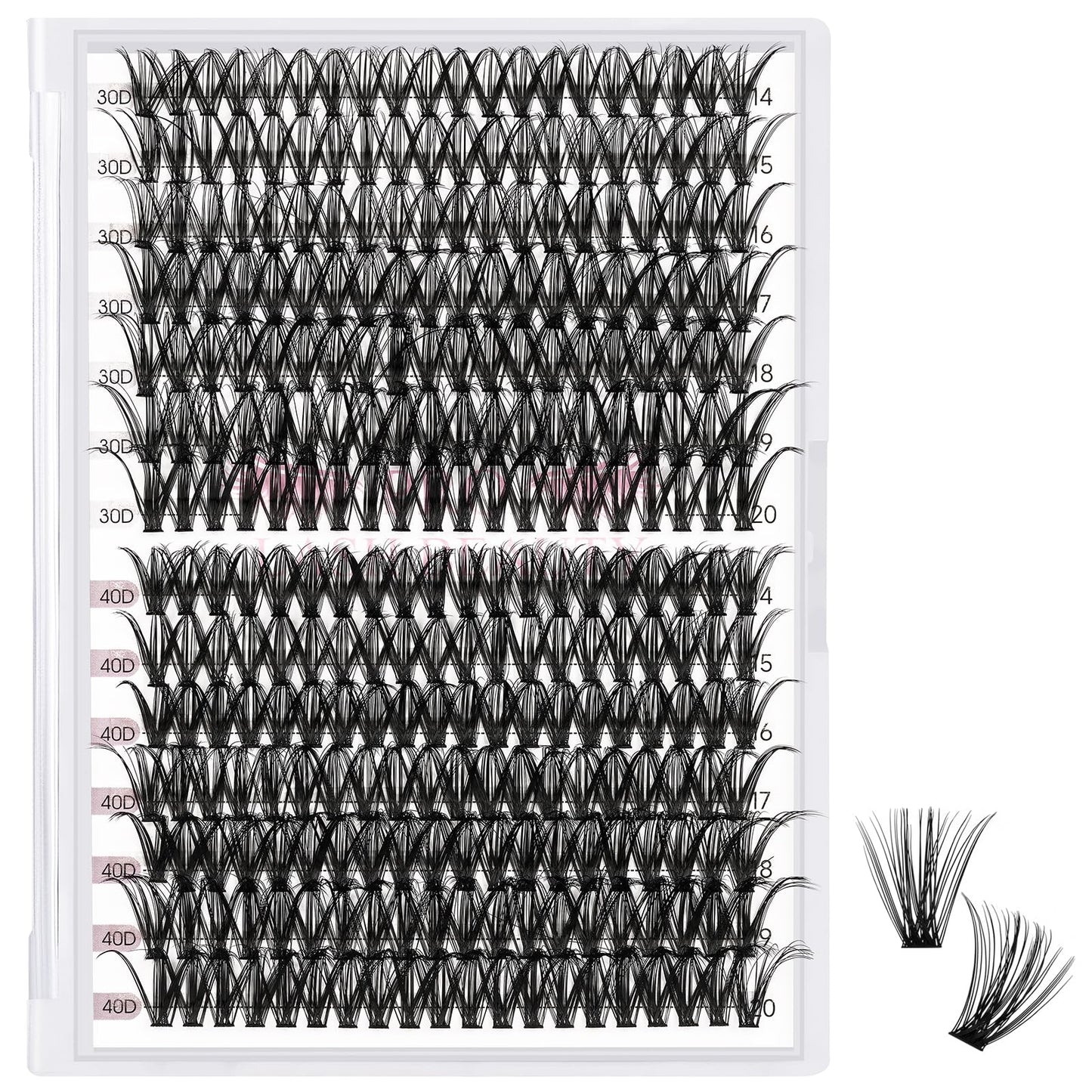 280 Pcs Individual Lashes 40D Mixed Lash Clusters 14 Rows Cluster Lashes that Look Like Eyelash Extensions DIY Lash Extension Self Application At Home (40D-D-14-20mix)