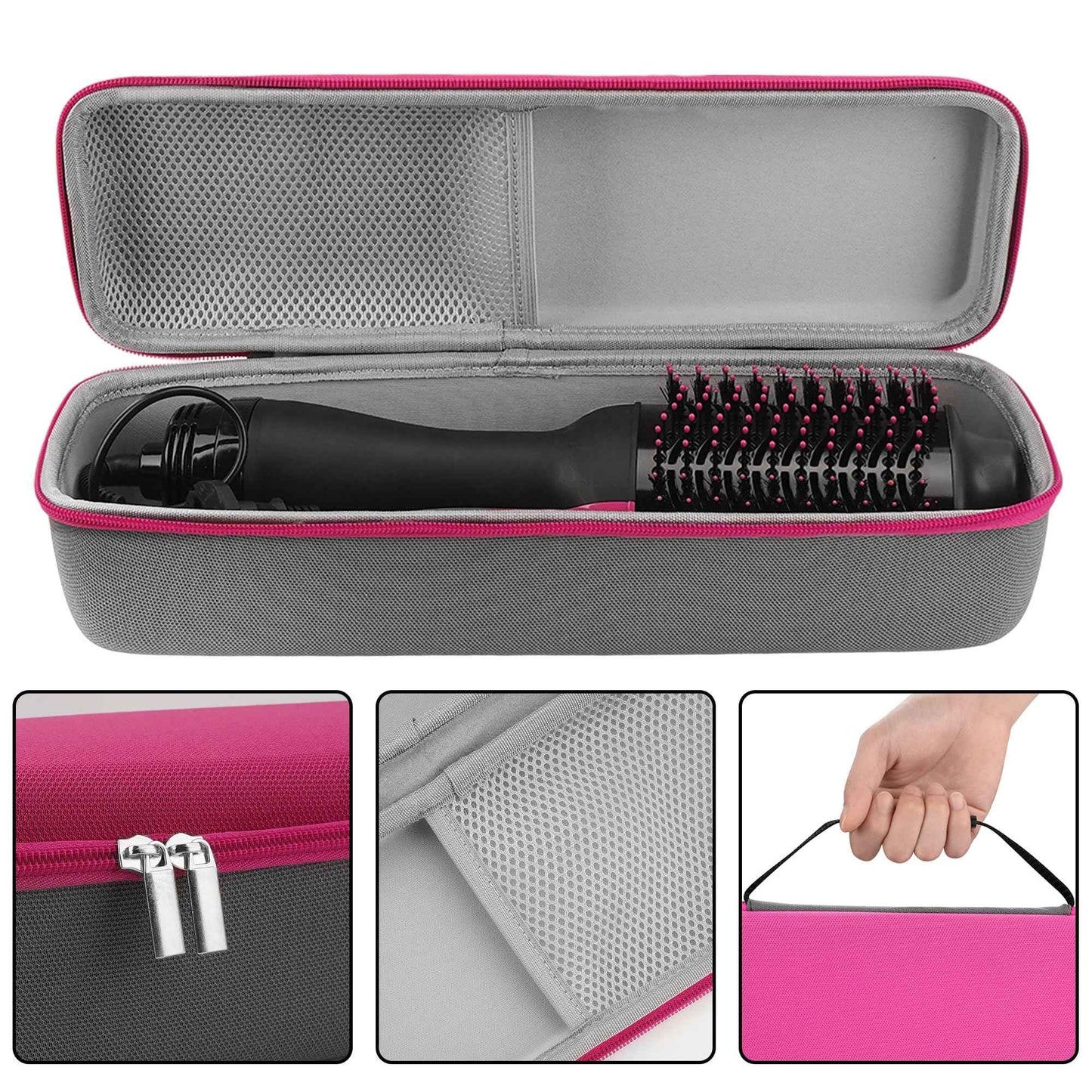 TOCCOOL Portable Hot Air Brush Travel Case - Durable EVA Hard Shell Bag Compatible with Revlon One-Step Hair Dryer/Volumizer/Styler, Fit Hair Tool Storage (Rose Red)