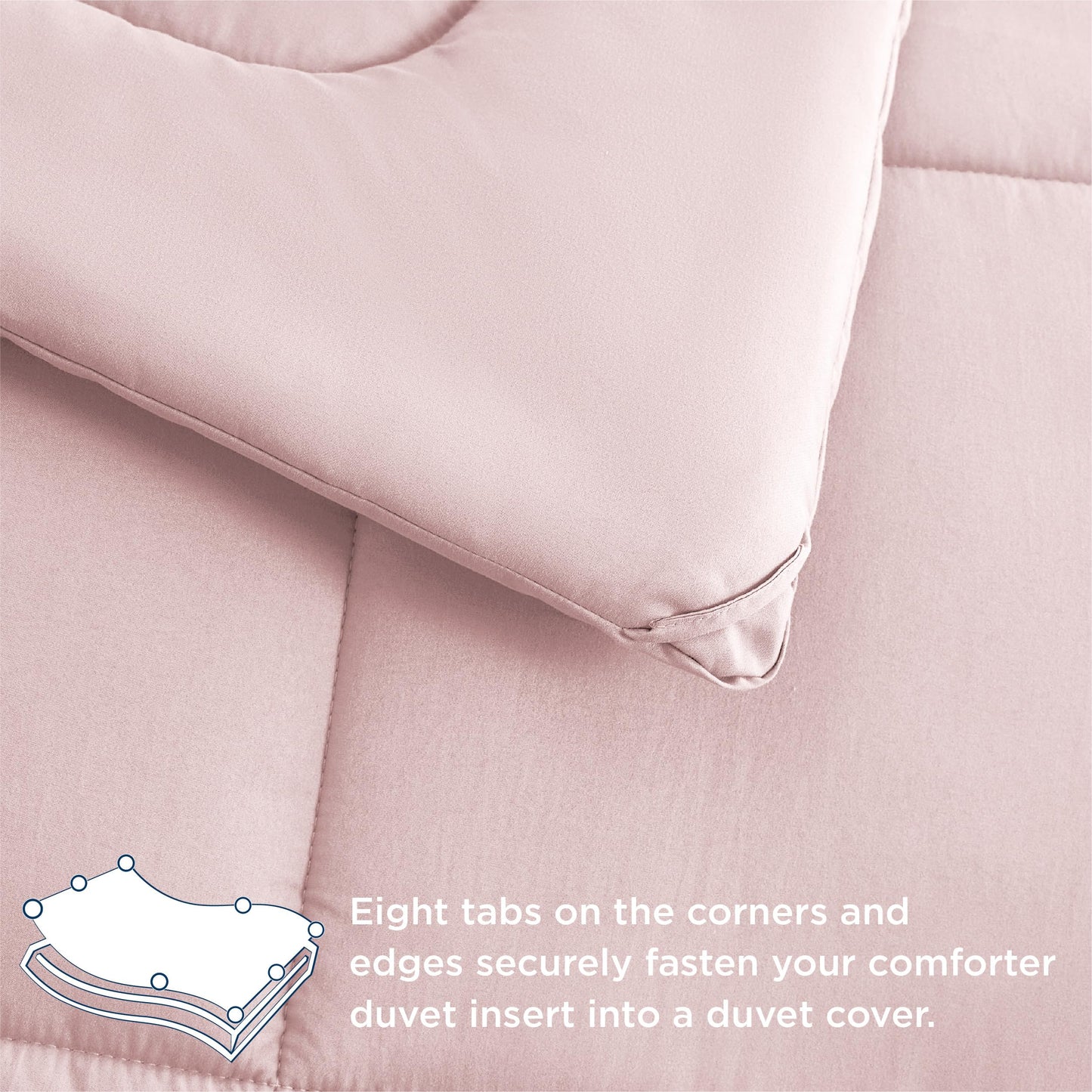 Bedsure Comforter Duvet Insert - Quilted Comforters Twin XL Size, All Season Duvet, Down Alternative Bedding Comforter with Tabs(Pink,Twin XL 92"x68")