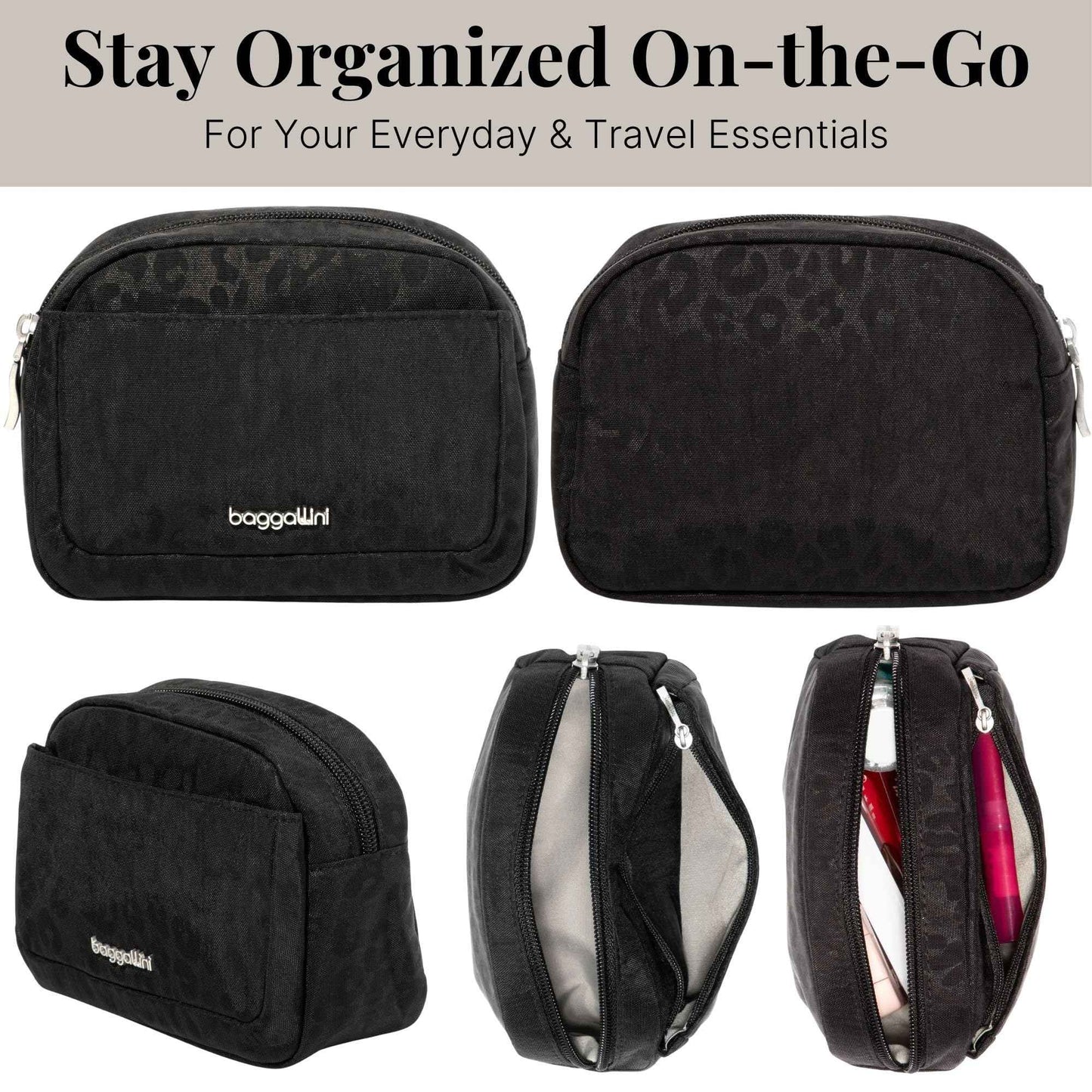Baggallini Small Cosmetic Pocket - Lightweight 6x4 Inch Makeup Bag - Travel Essentials Makeup Organizer
