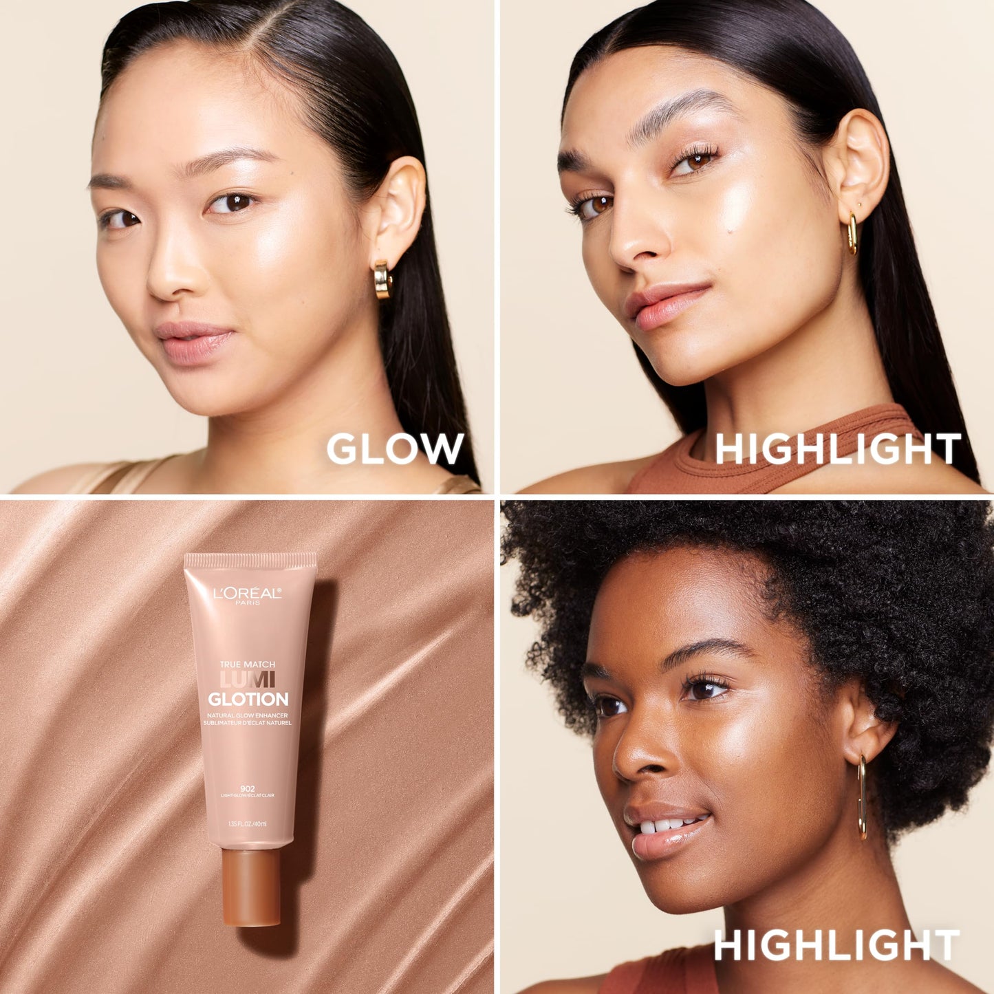 L'Oreal Paris Makeup True Match Lumi Glotion, Natural Glow Enhancer, Illuminator Highlighter Skin Tint, für einen ganztägigen strahlenden Glow, Light, 1,35 Unzen