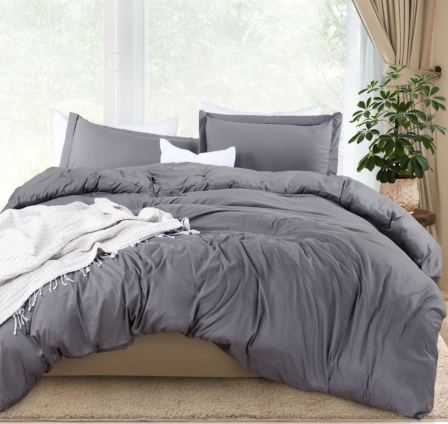 Utopia Bedding Duvet Cover Cal King Size - 1 Duvet Cover with 2 Pillow Shams - 3 Piece Bedding Duvet Cover with Zipper Closure - Soft Brushed Microfiber, 104 X 98 Inches (Pack of 8, Cal King Grey)