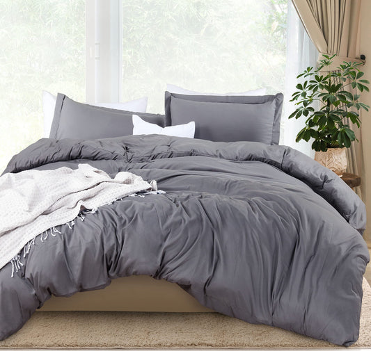 Utopia Bedding Duvet Cover Cal King Size - 1 Duvet Cover with 2 Pillow Shams - 3 Pieces Bedding Duvet Cover with Zipper Closure - Soft Brushed Microfiber, 104 X 98 Inches (Cal King, Grey)