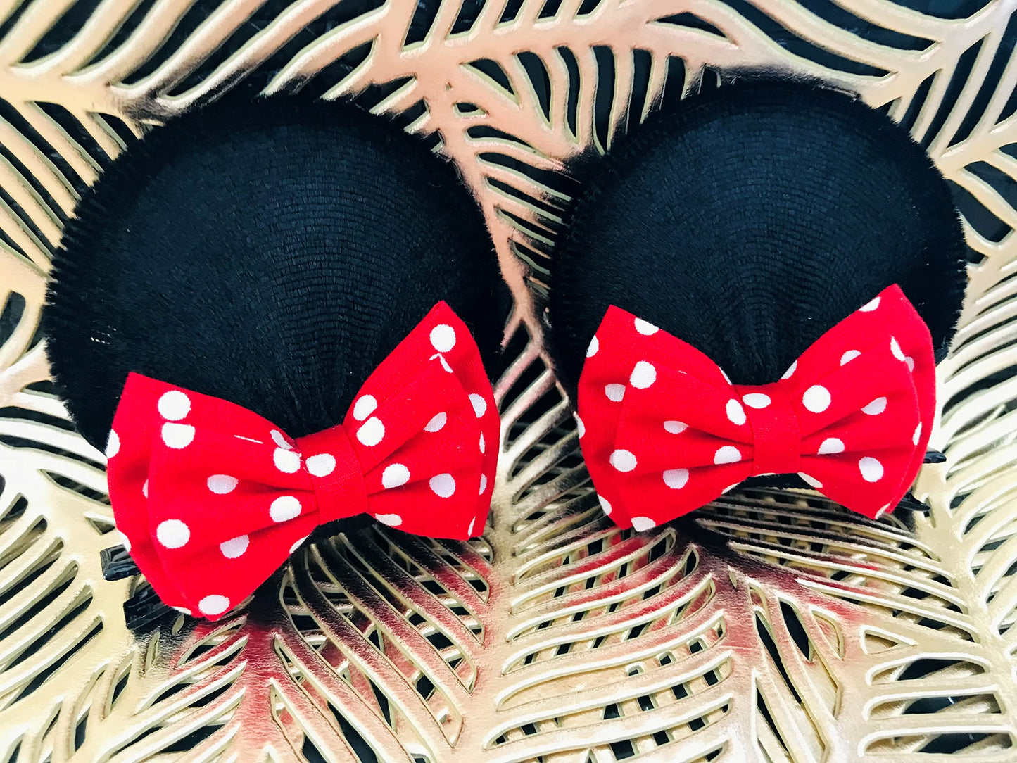 Products4ushop Red Polka Dots Bow Mouse ears Hair Clips Barrettes Elastic Hair Bands Kids Girls Costume: M3 (MC Sparkling)