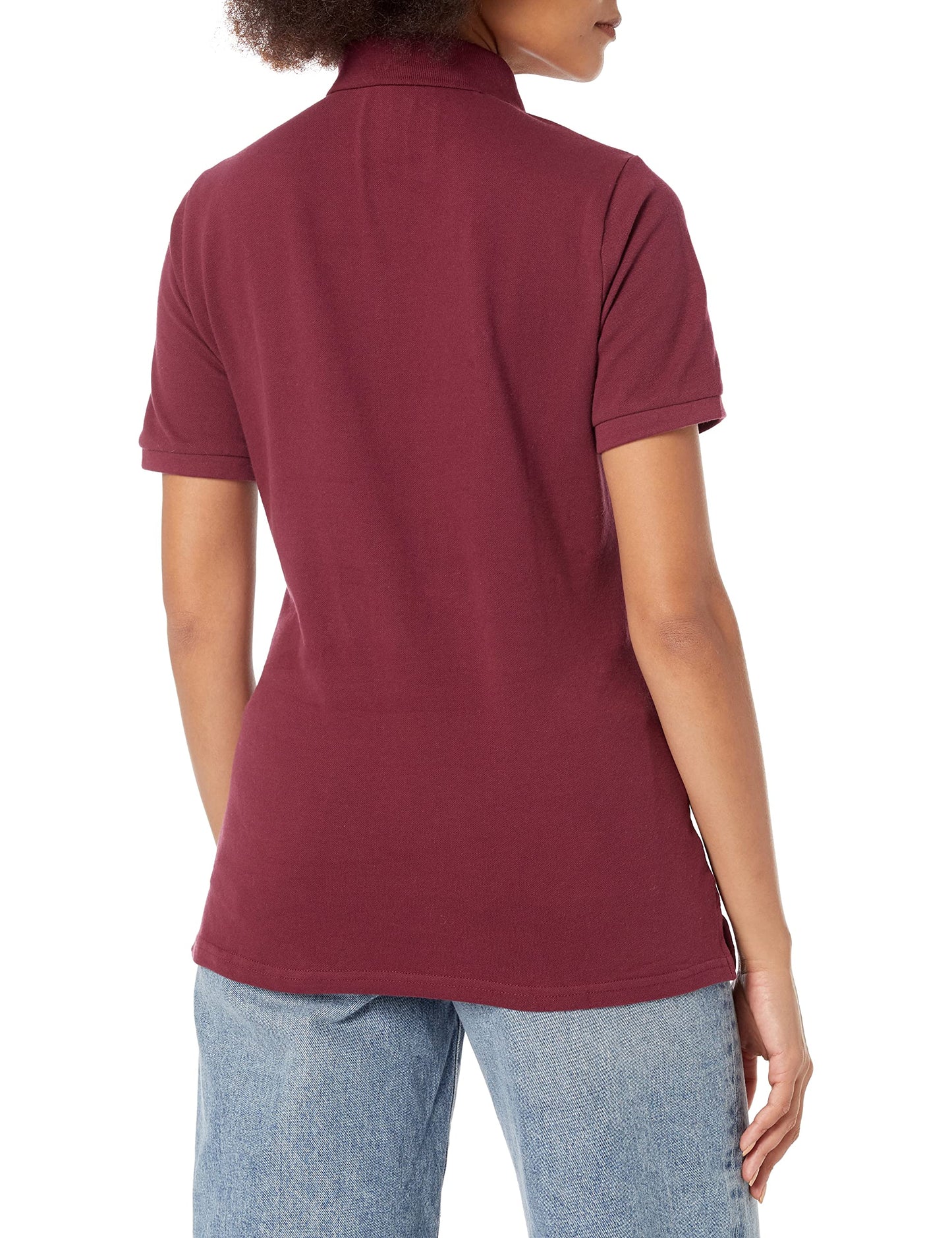 French Toast girls Short Sleeve Picot Collar Polo Shirt, Burgundy, S(6/6X)