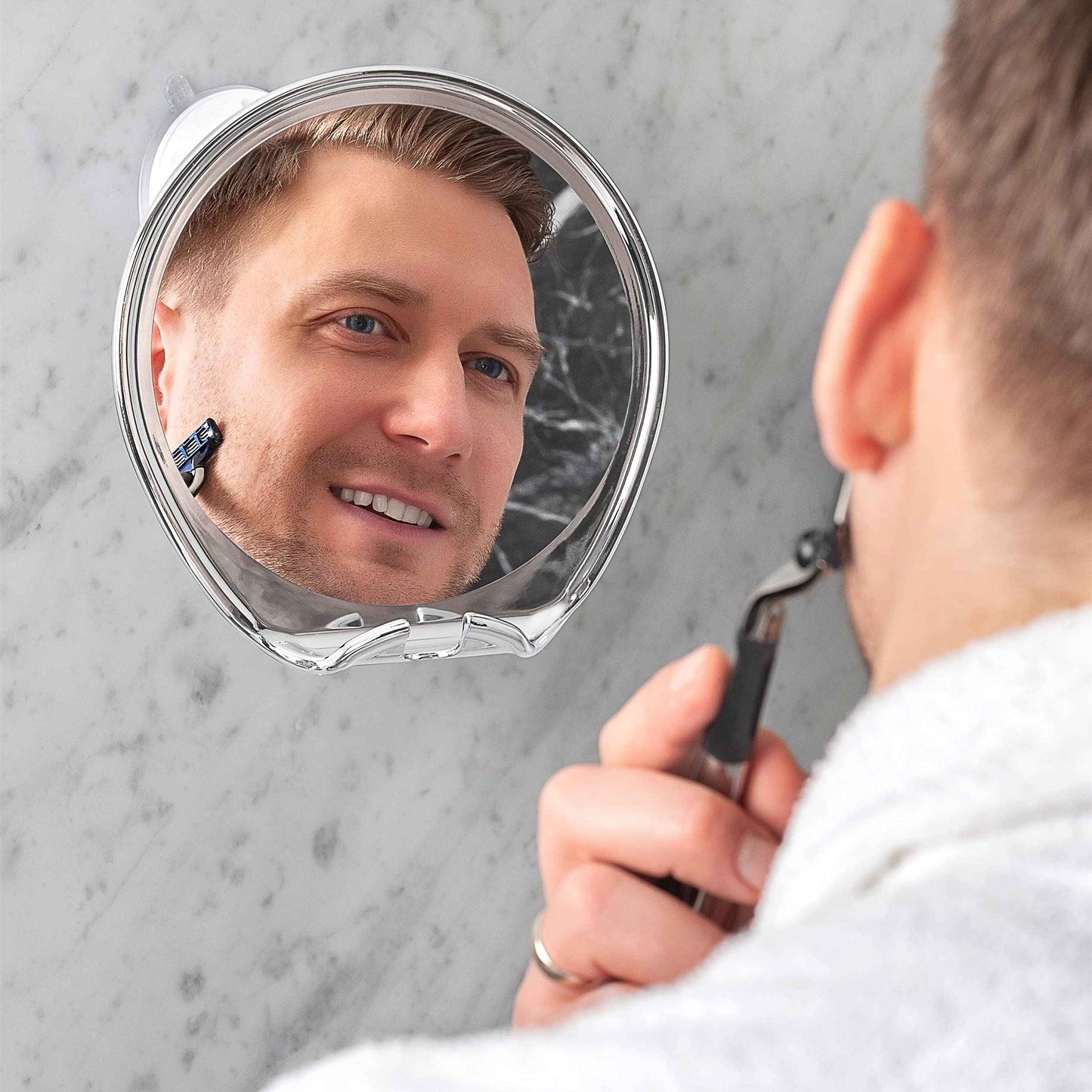 Luxo Shower Mirror, Shaving Mirror with a Razor Holder for Shower and Powerful Suction Cup - Shatterproof Shower Mirror fogless for Shaving, fogless Mirror for Shower and Tweezers