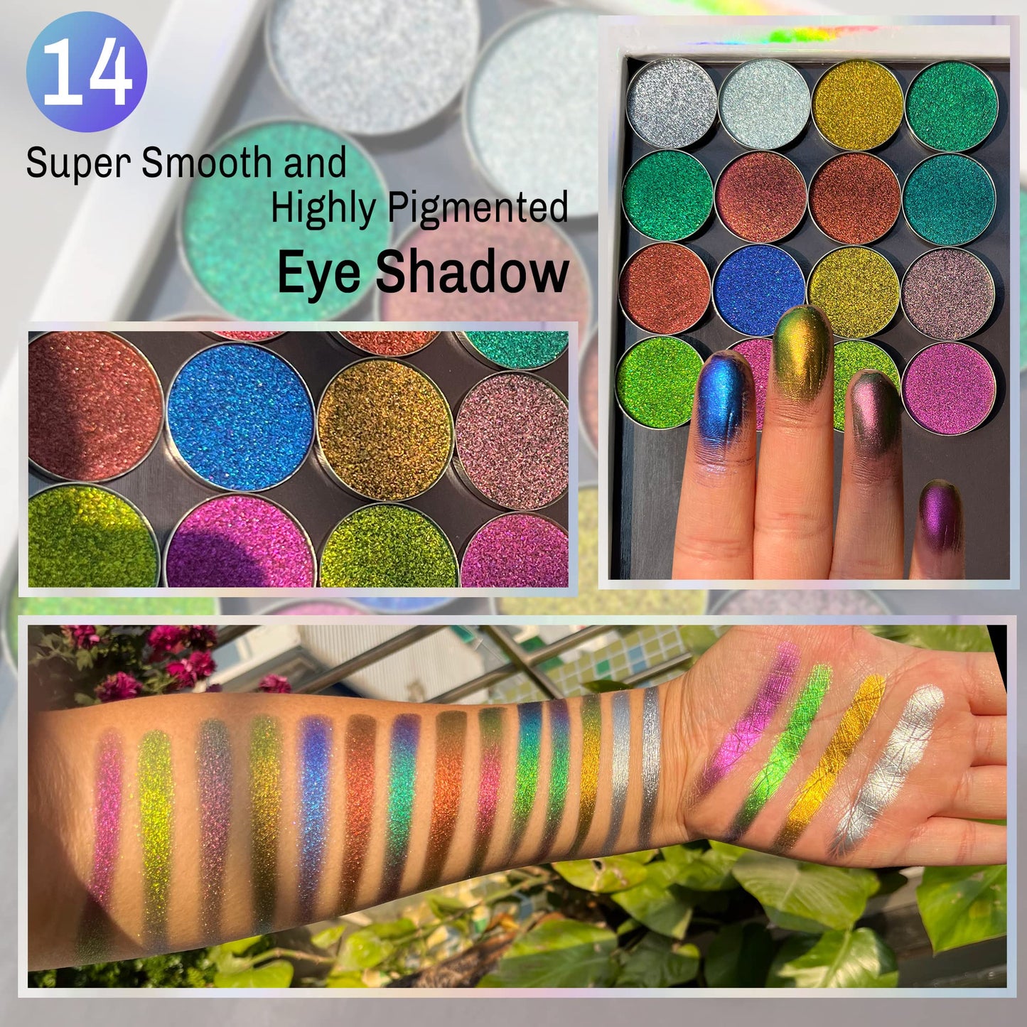 SZDYM MultiChrome Single Eyeshadow, Unisex, F-08, 2 Grams, Vegan and Cruelty Free, Color Shifting, Pressed Powder