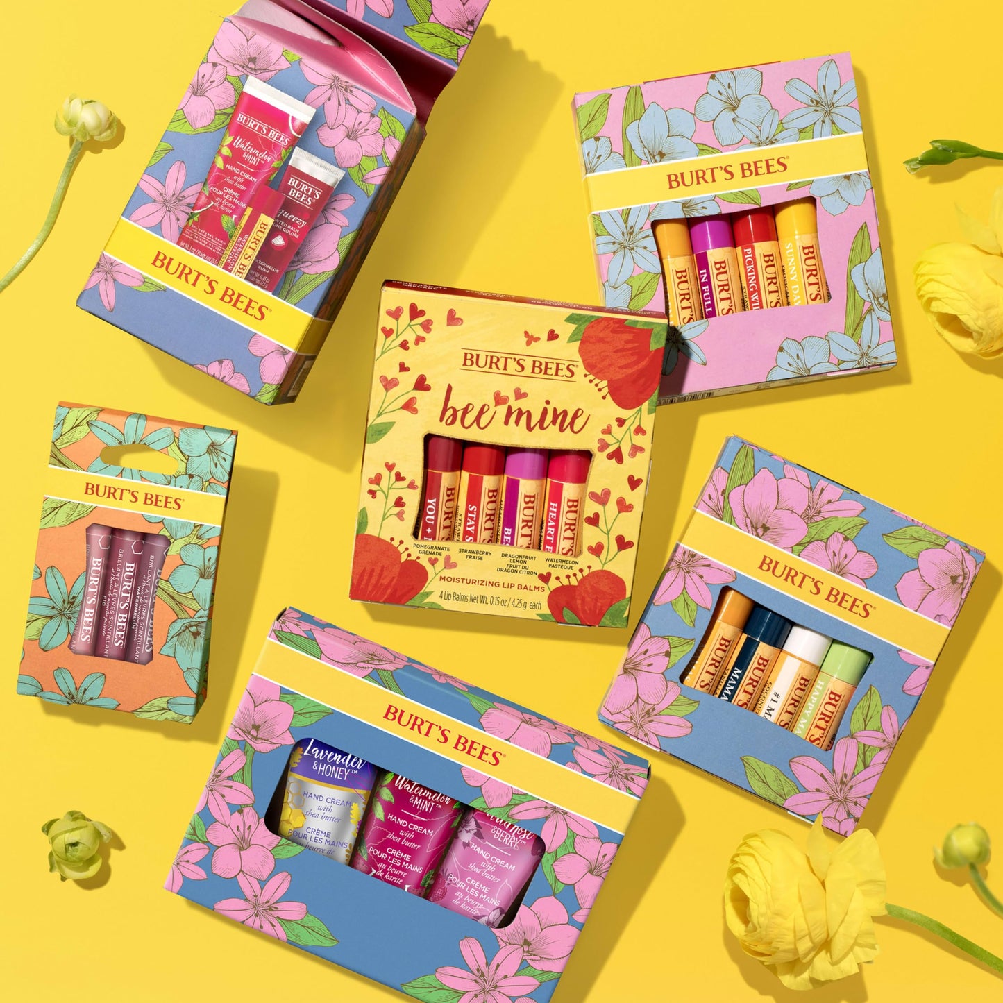 Burt's Bees Lip Balm Mothers Day Gifts for Mom - Balm Bouquet Set, Original Beeswax, Vanilla Bean, Cucumber Mint, Coconut & Pear Pack, Natural Origin Lip Treatment With Beeswax, 4 Tubes, 0.15 oz.